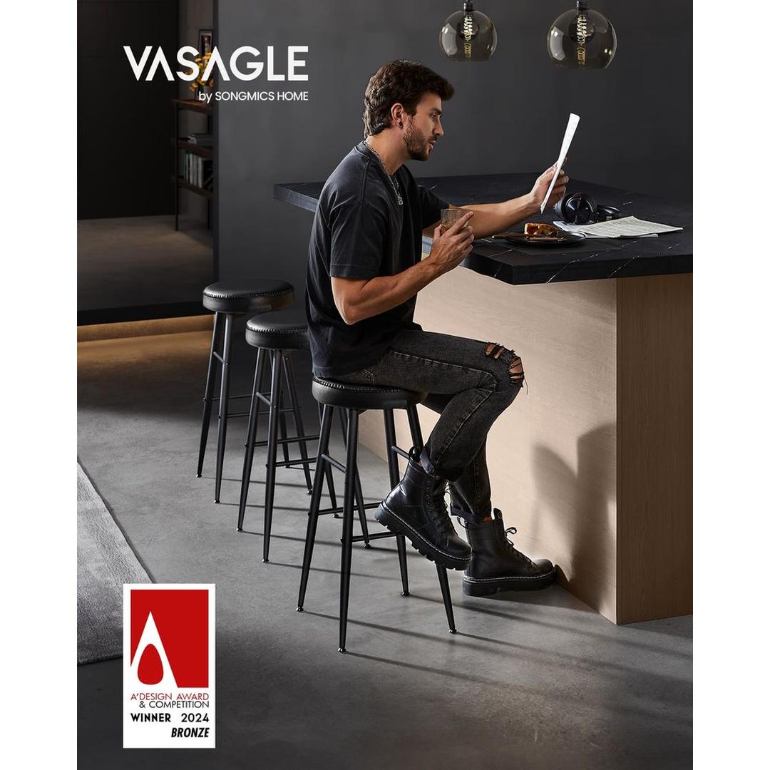 Set van 2 Barkrukken – 63 cm Hoog – Eenvoudige Montage – Comfortabele Krukken voor Keuken of Bar