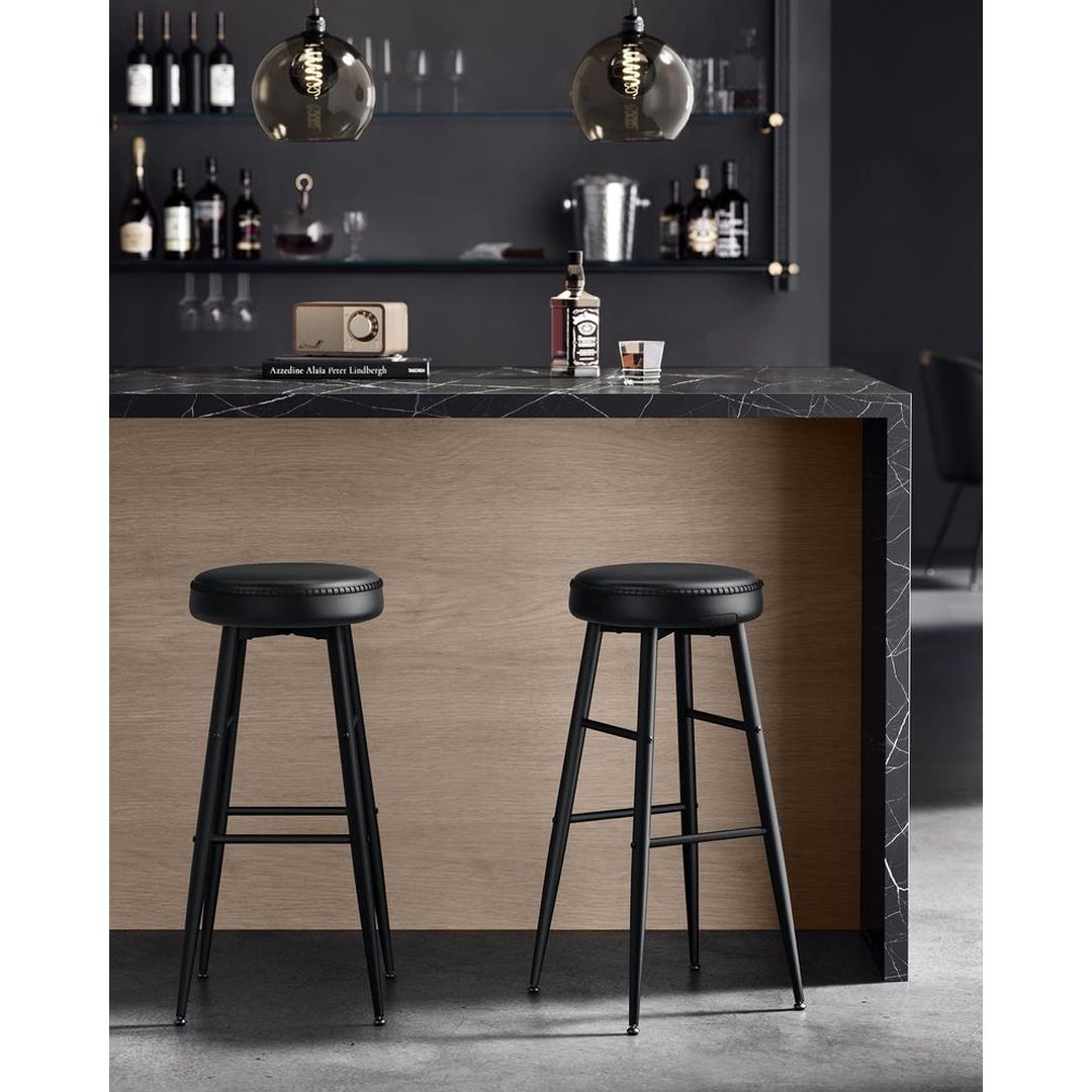 Set van 2 Barkrukken – 63 cm Hoog – Eenvoudige Montage – Comfortabele Krukken voor Keuken of Bar