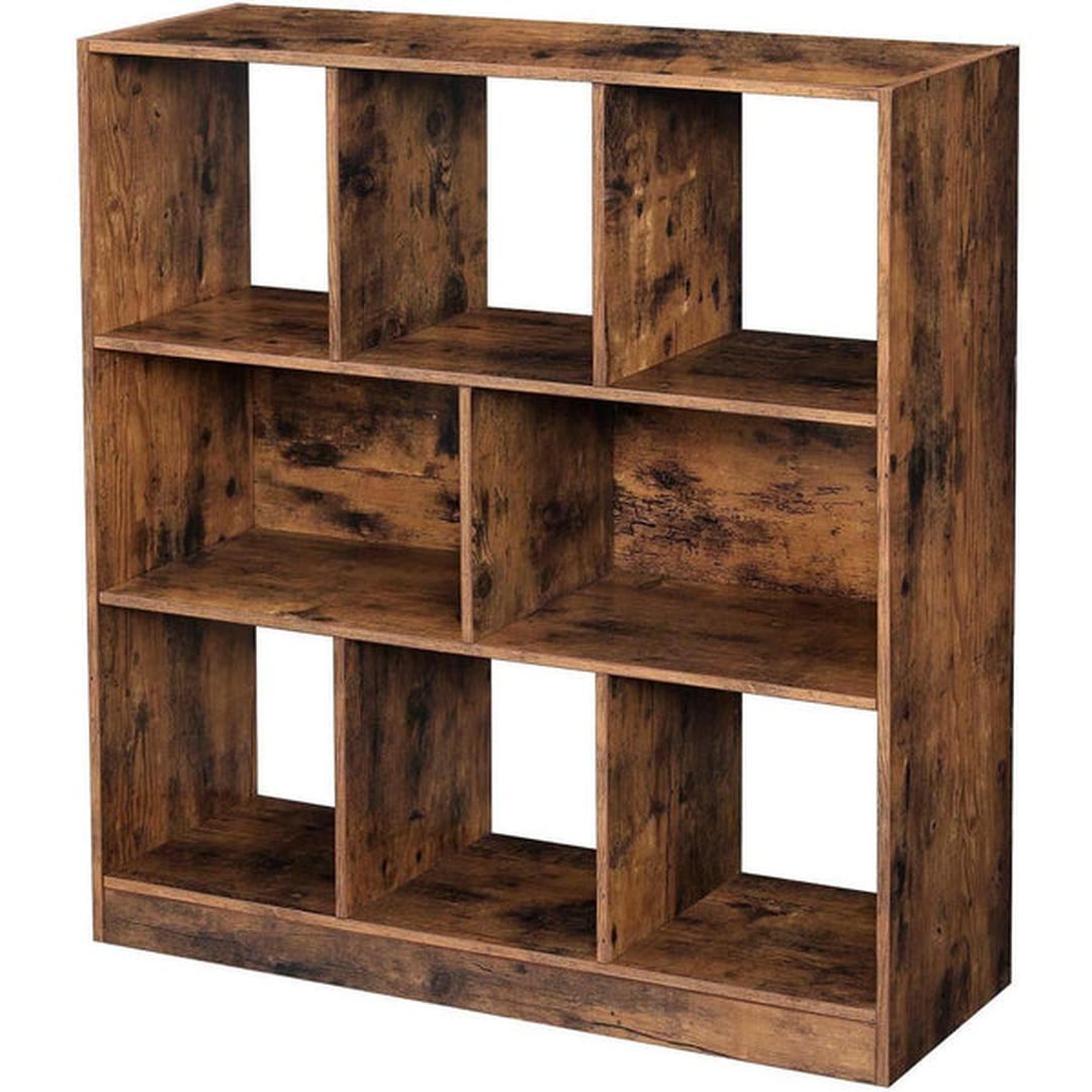 Boekenkast met Open Vakken – Vintage Opbergkast/Wandkast met Achterpaneel, ca. 100 × 30 × 100 cm