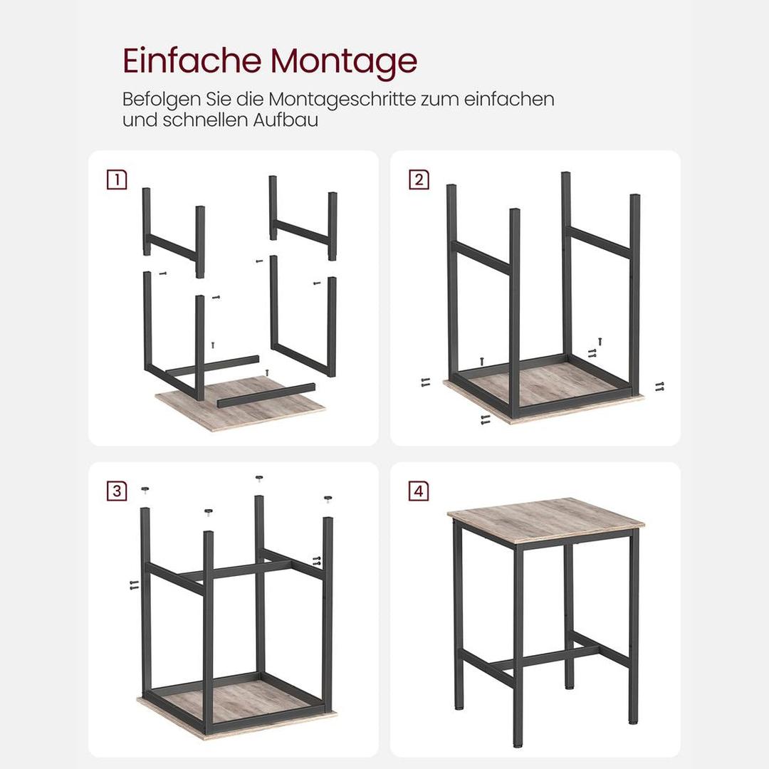 Bartafel met Stalen Frame – Vierkante Tafel in Industriële Stijl, 60 × 60 × 92 cm