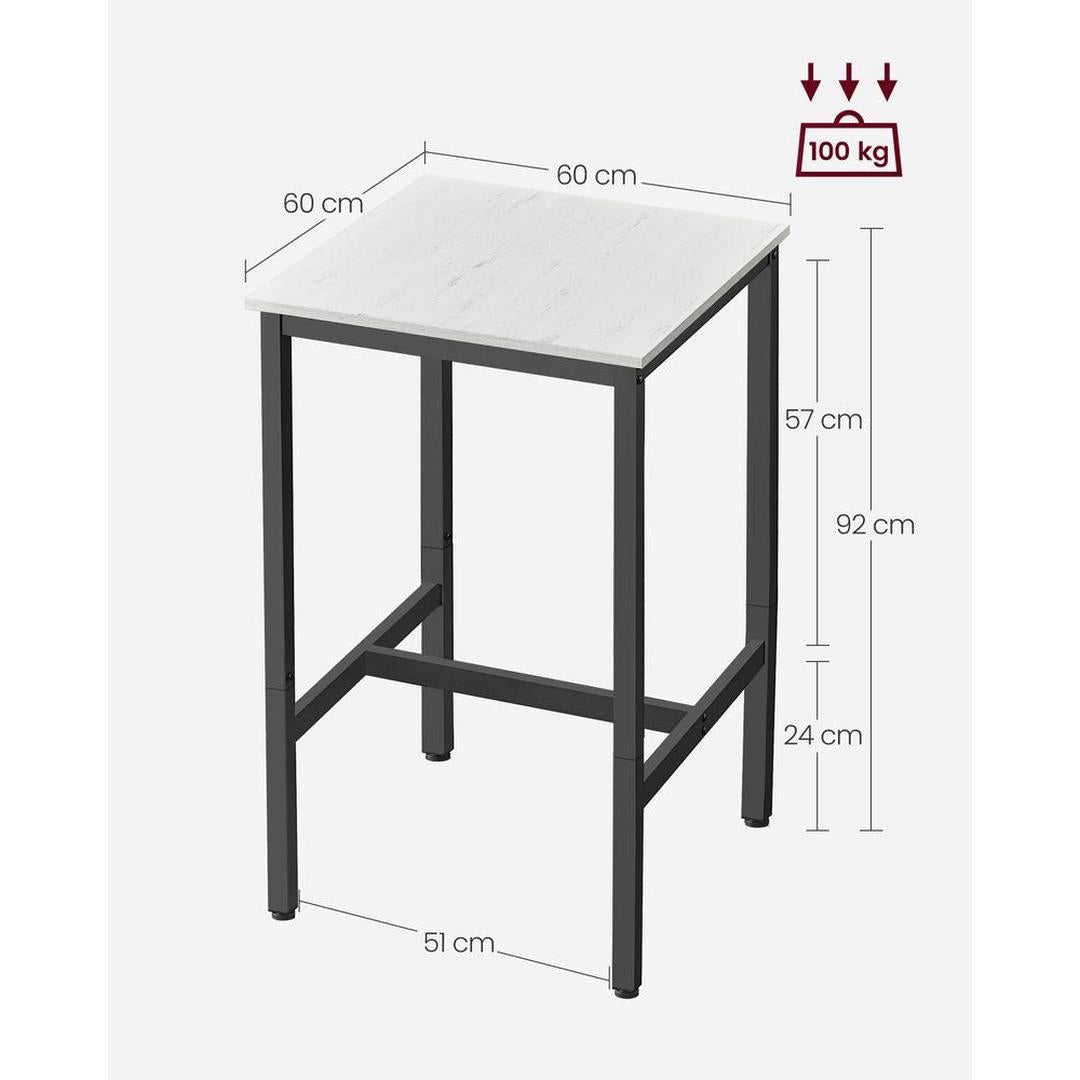 Bartafel met Stalen Frame – Vierkante Tafel in Industriële Stijl, 60 × 60 × 92 cm