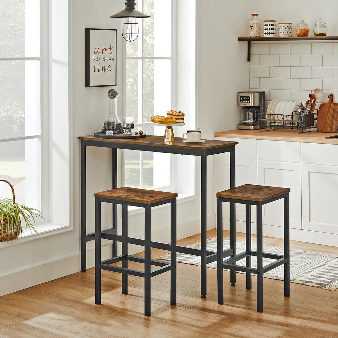 Bartafelset in Industriële Stijl – Hoge Tafel met Krukken voor Keuken, Eetruimte of Bar