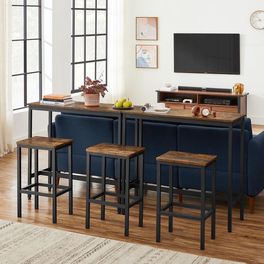 Bartafelset in Industriële Stijl – Hoge Tafel met Krukken voor Keuken, Eetruimte of Bar