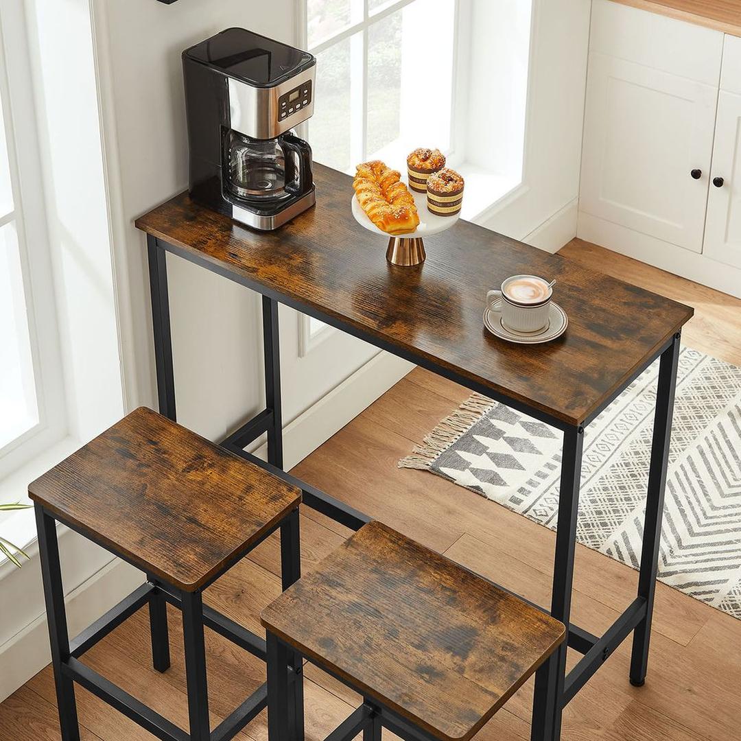 Bartafelset in Industriële Stijl – Hoge Tafel met Krukken voor Keuken, Eetruimte of Bar