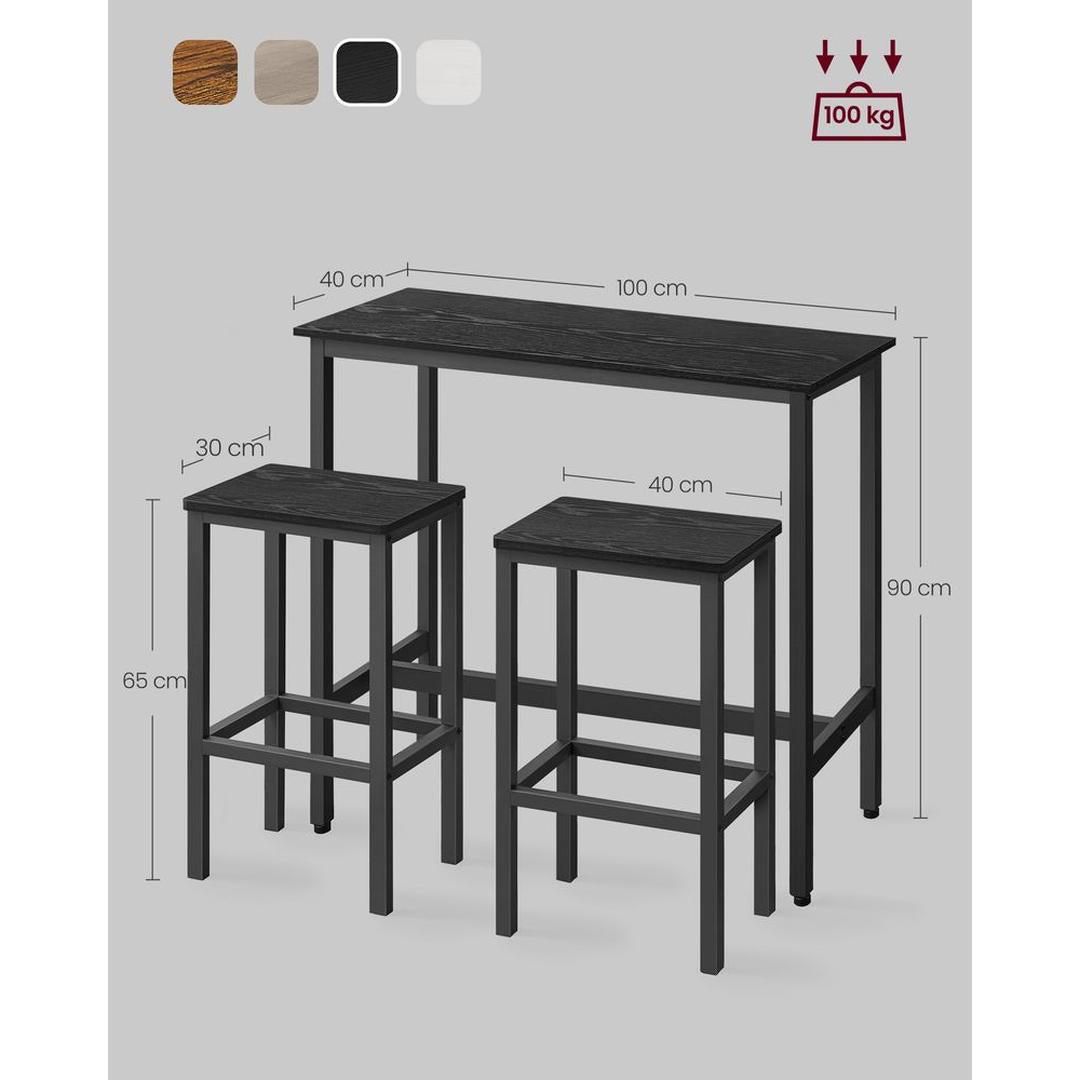 Bartafelset in Industriële Stijl – Hoge Tafel met Krukken voor Keuken, Eetruimte of Bar