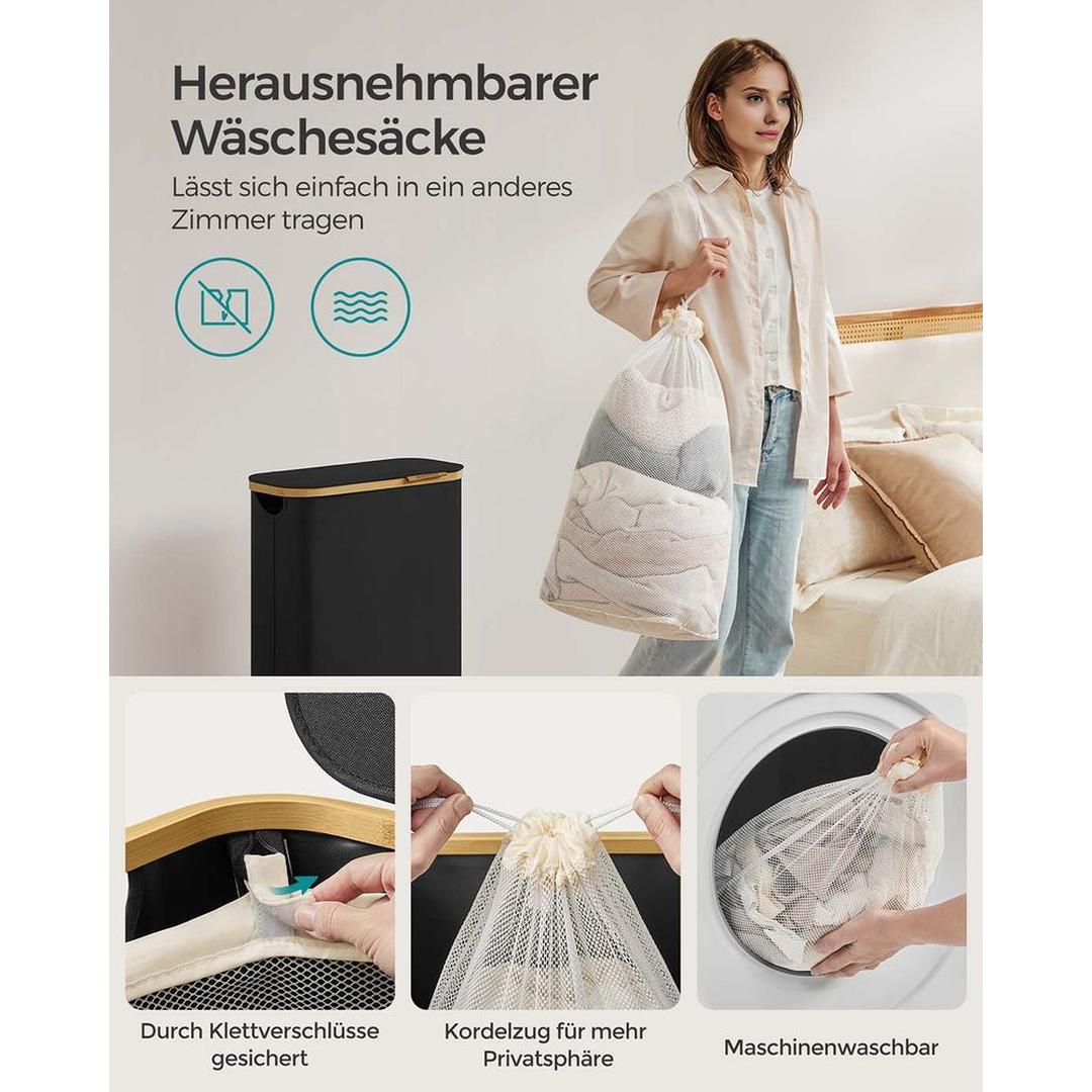 Waskorf met Deksel en Uitneembare Waszak – Verschillende Maten en Kleuren – Opbergmand voor Wasgoed