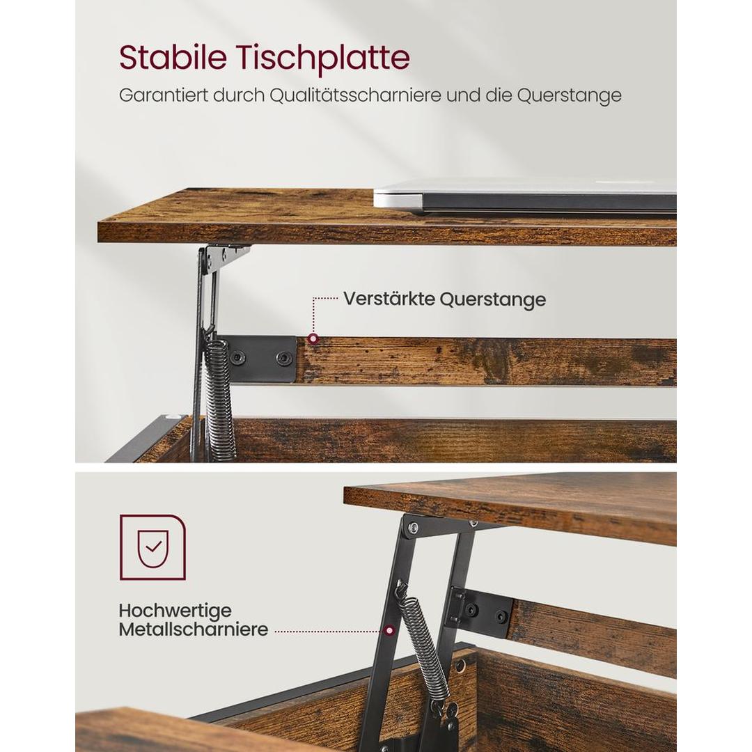 In Hoogte Verstelbare Salontafel 60 × 100 cm – Verstelbaar van 48 tot 62 cm – Praktische Tafel voor Woonkamer