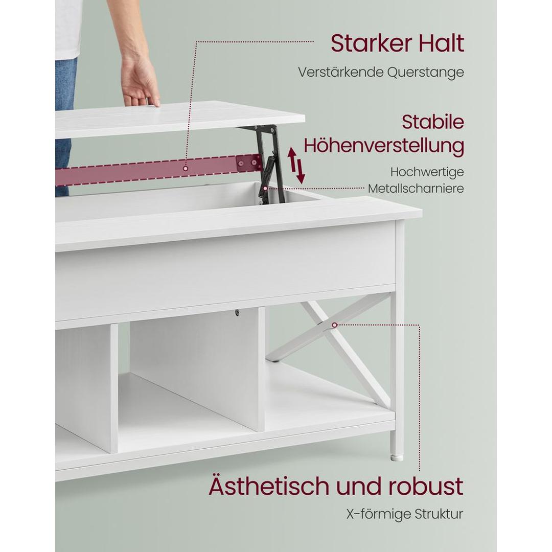 In Hoogte Verstelbare Salontafel 60 × 100 cm – Verstelbaar van 48 tot 62 cm – Praktische Tafel voor Woonkamer