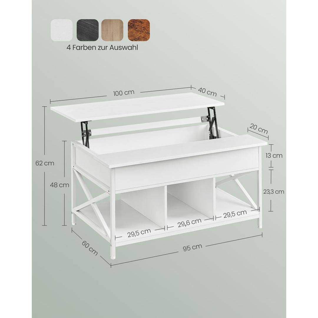 In Hoogte Verstelbare Salontafel 60 × 100 cm – Verstelbaar van 48 tot 62 cm – Praktische Tafel voor Woonkamer