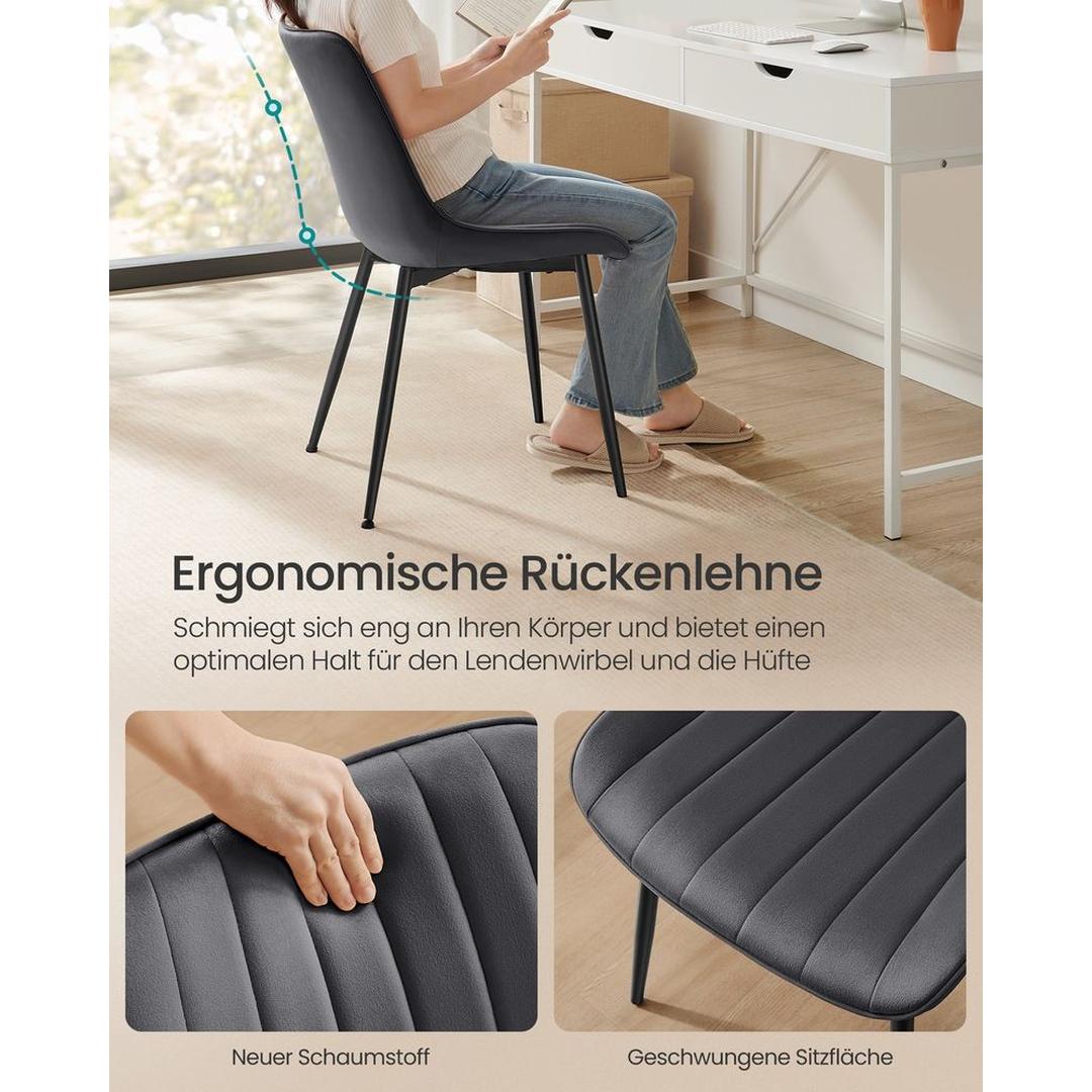 Eetkamerstoelen set van 2 – ergonomisch design, gestoffeerde zitting, stalen poten