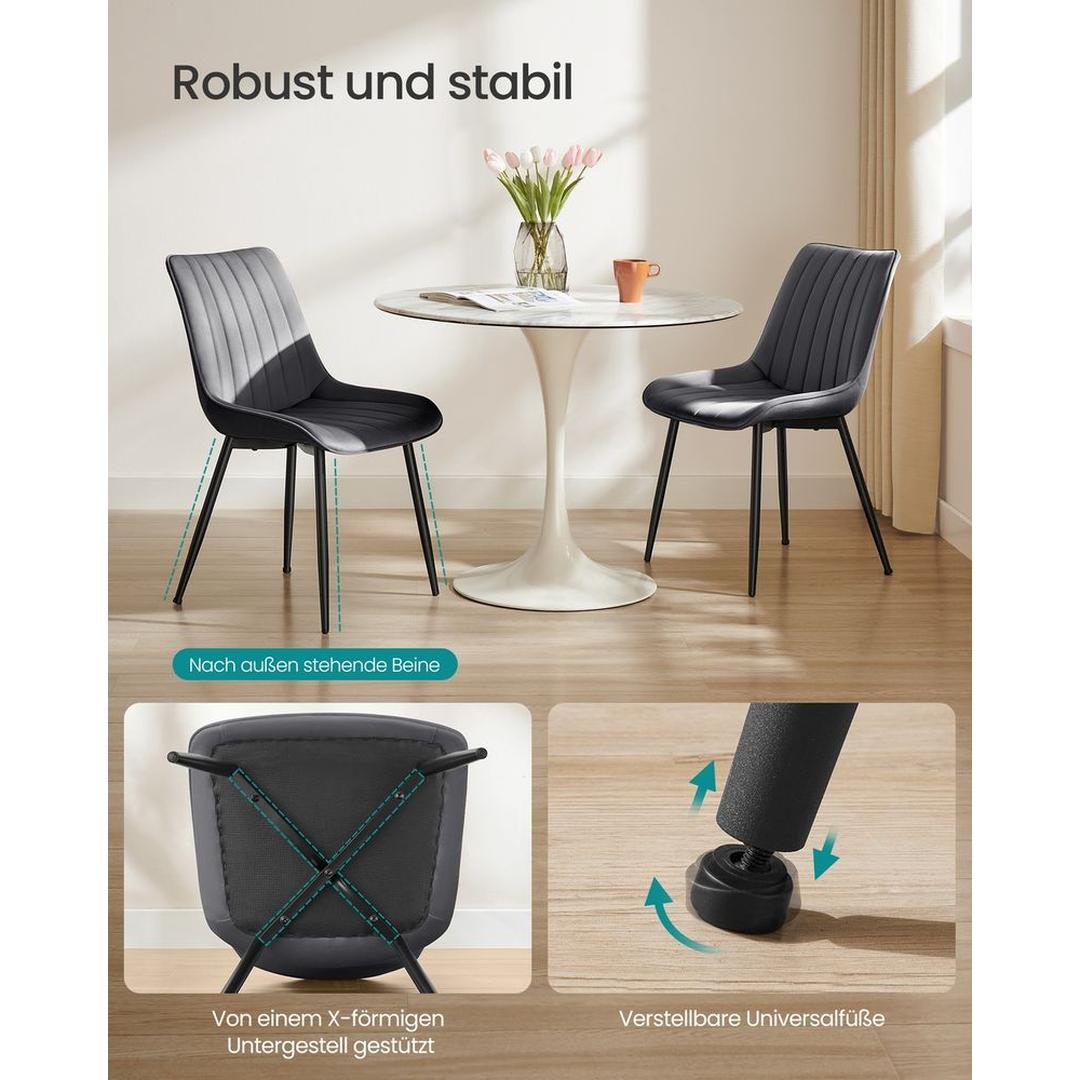 Eetkamerstoelen set van 2 – ergonomisch design, gestoffeerde zitting, stalen poten