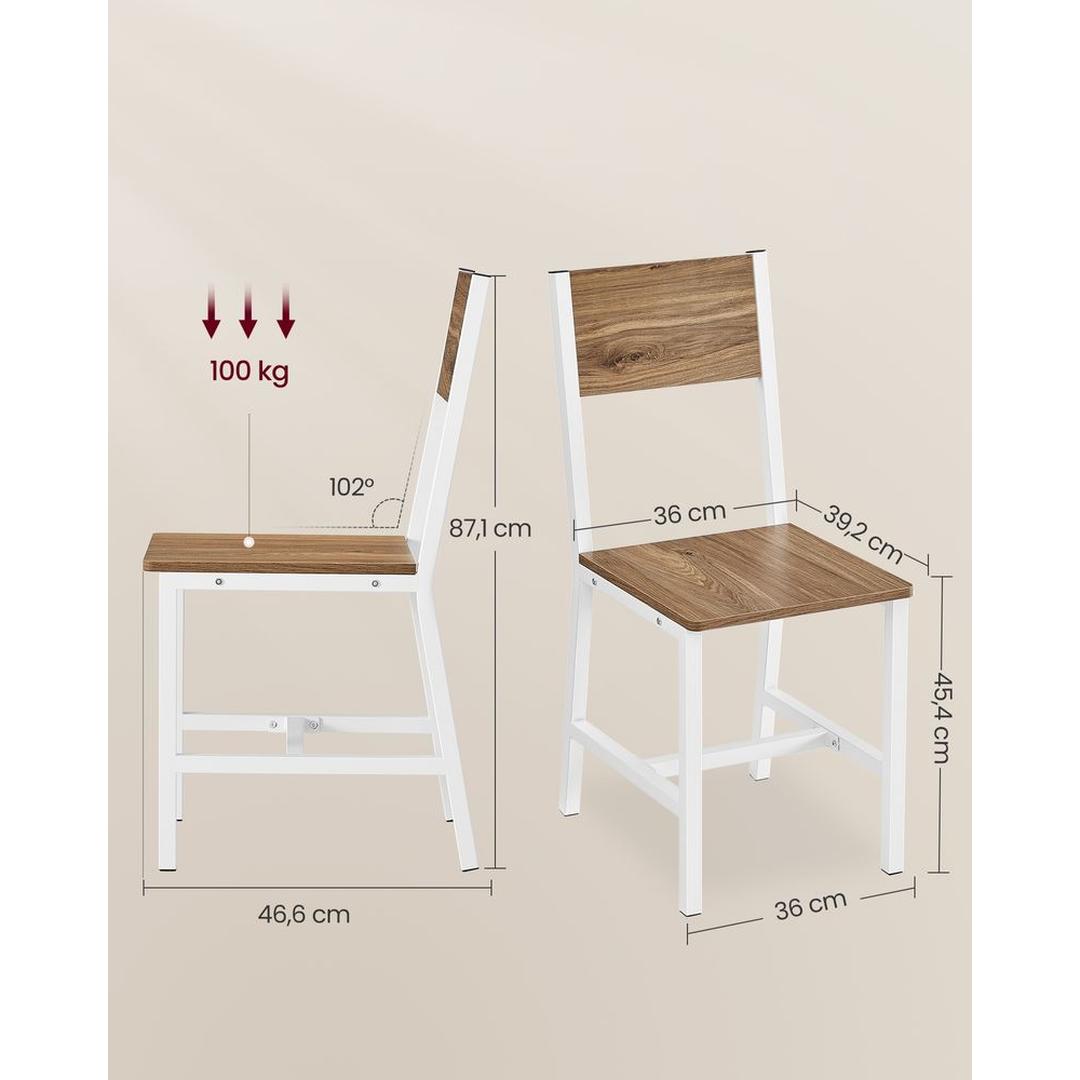 Set van 2 Eetkamerstoelen – Comfortabele Stoelen voor Eetkamer of Keuken