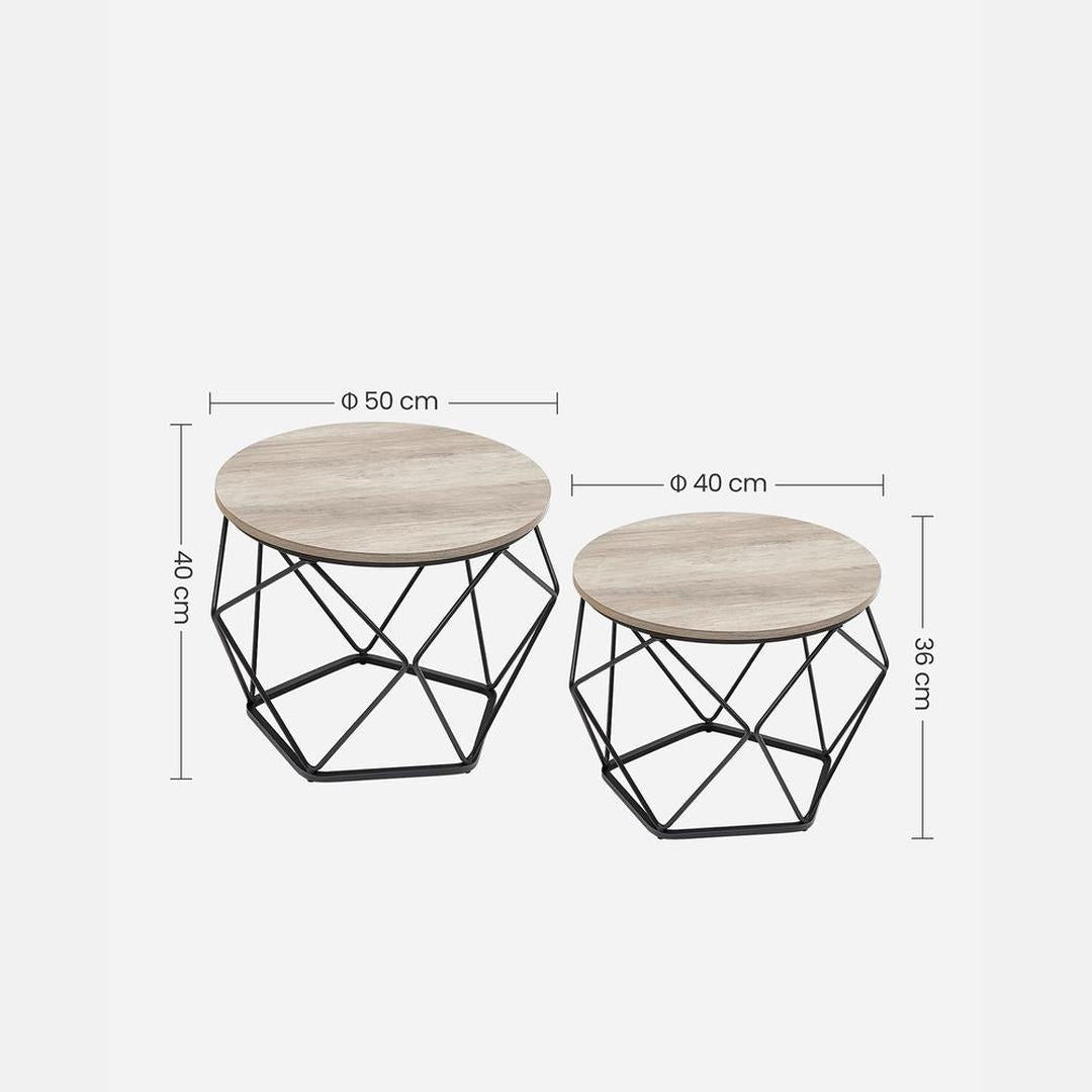 Set van 2 Salontafels – Compacte Bijzettafels voor Woonkamer of Zithoek