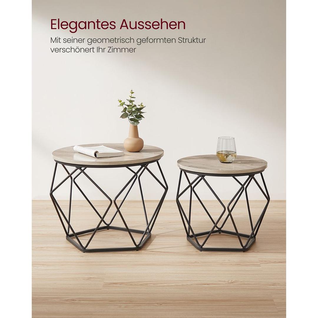 Set van 2 Salontafels – Compacte Bijzettafels voor Woonkamer of Zithoek