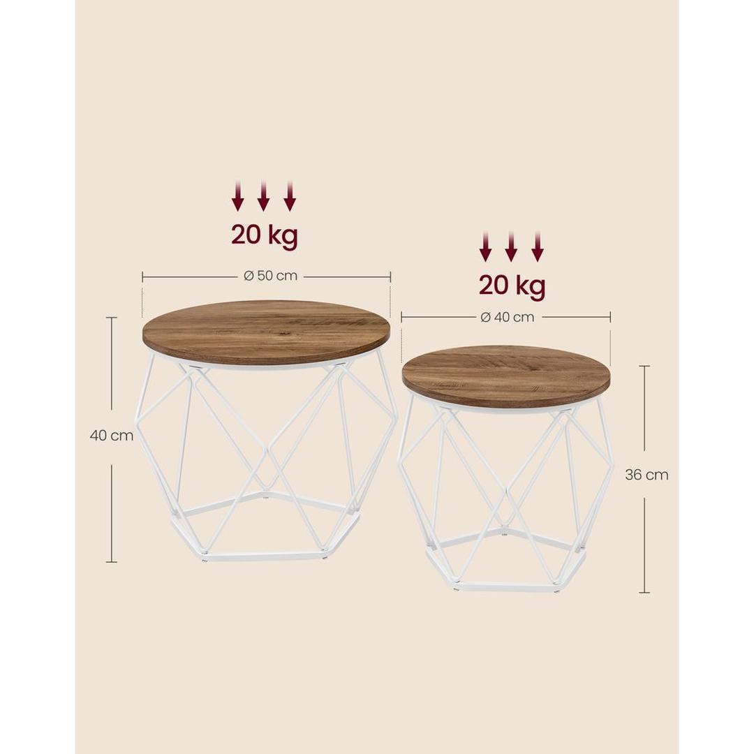 Set van 2 Salontafels – Compacte Bijzettafels voor Woonkamer of Zithoek