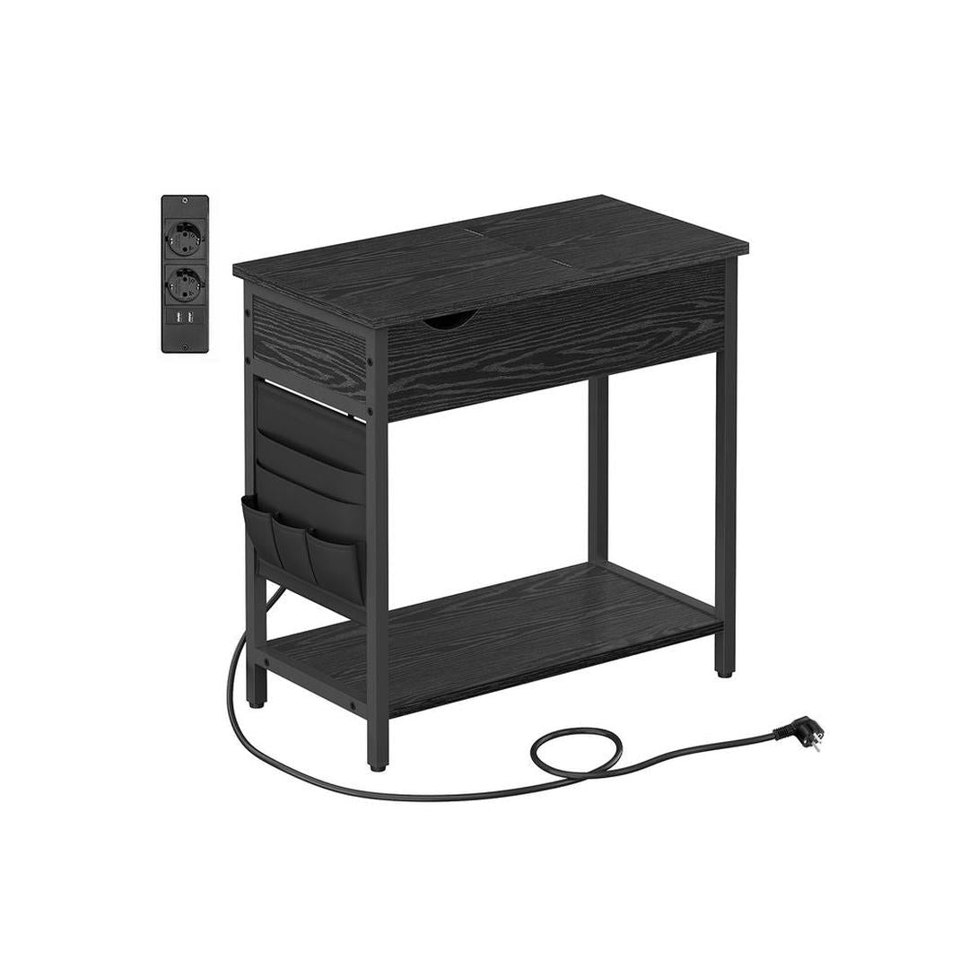 Bijzettafel met Geïntegreerd Stopcontact en USB-A & USB-C Aansluitingen – Praktische Tafel voor Bank of Bed