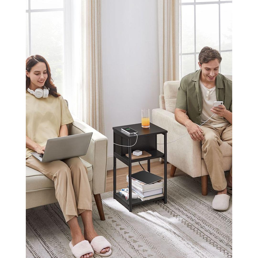 Nachtkastje met Geïntegreerd Stopcontact – Praktisch Bedmeubel met Stroomvoorziening voor Slaapkamer