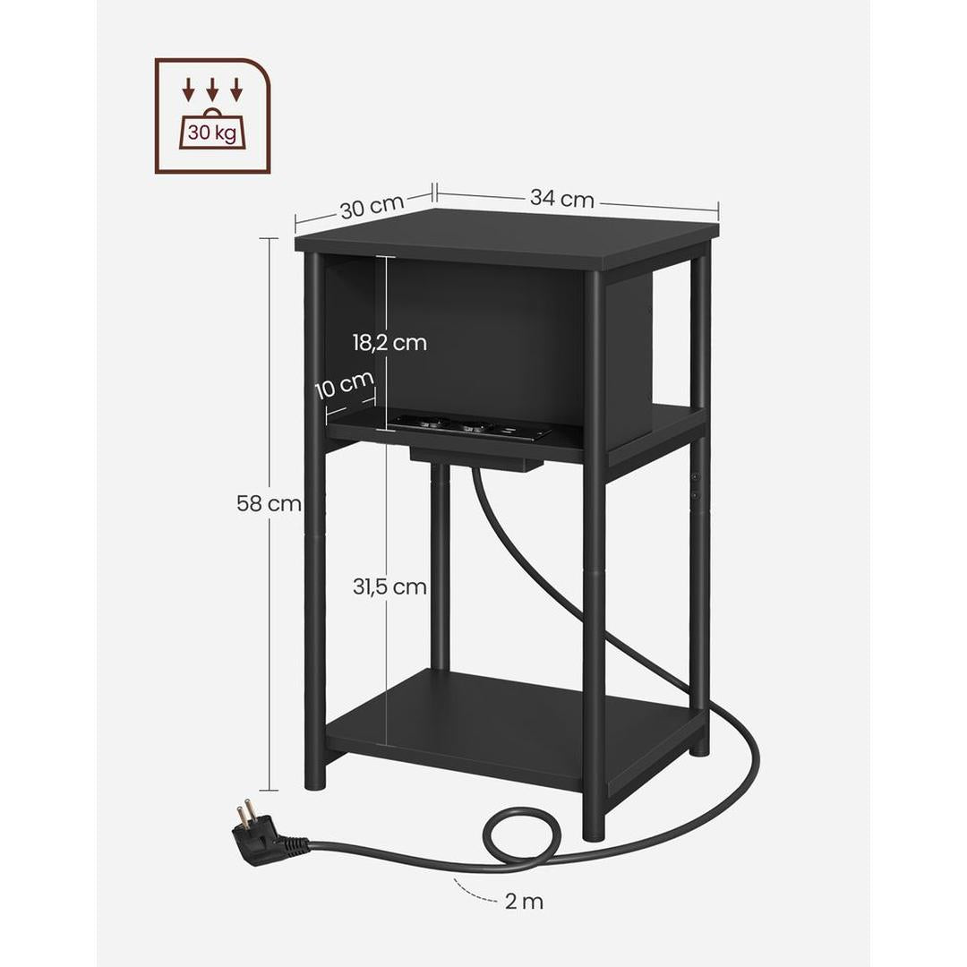 Nachtkastje met Geïntegreerd Stopcontact – Praktisch Bedmeubel met Stroomvoorziening voor Slaapkamer