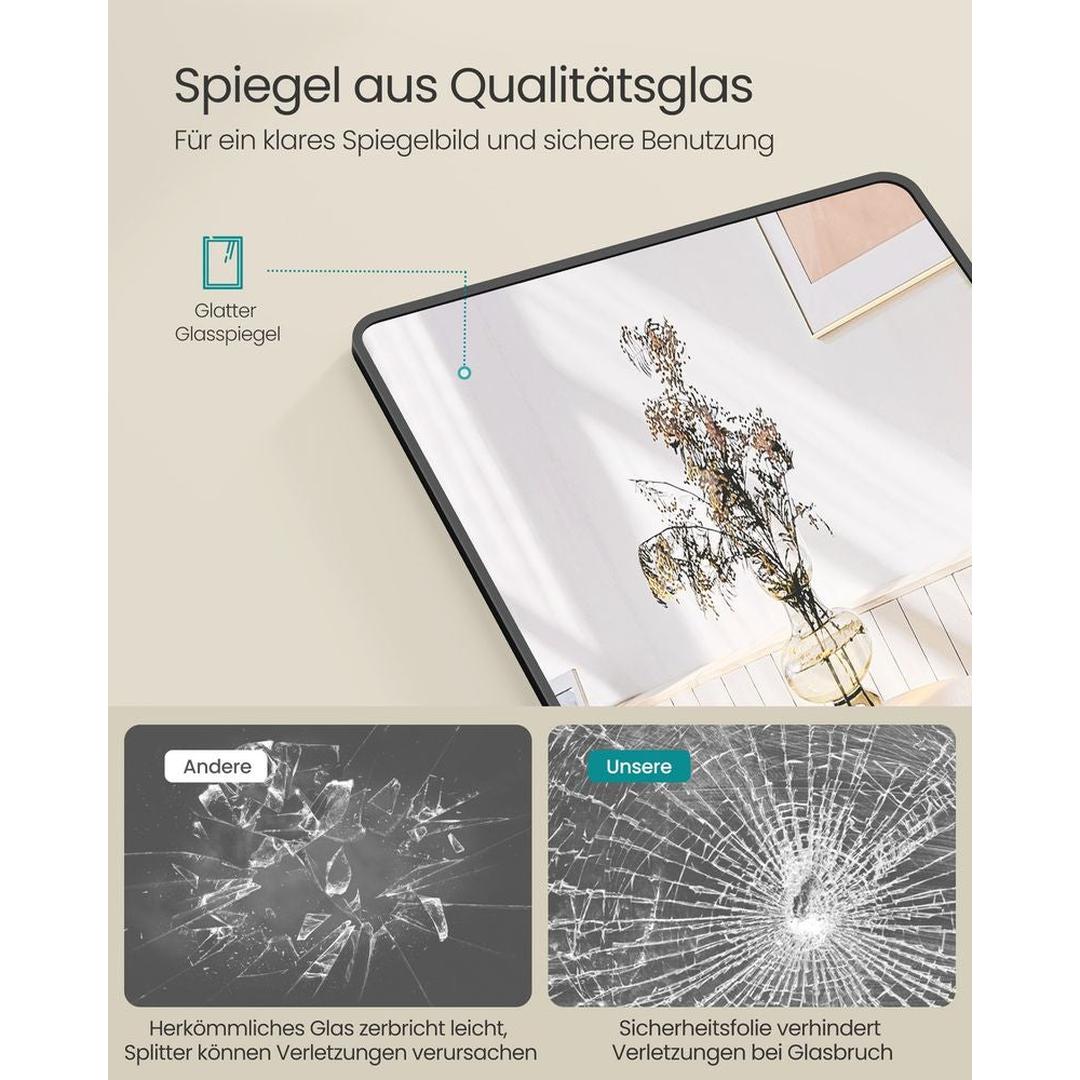 Volledige Lichaamsspiegel met Wand- en Deurbevestiging – Rechthoekige Spiegel met Aluminium Frame, 120 × 40 cm