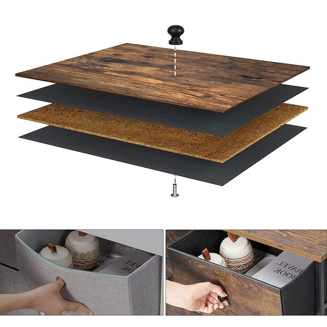 Industriële Ladekast met Stoffen Lades – Lichtgewicht Opbergmeubel voor Slaapkamer, Hal of Kantoor