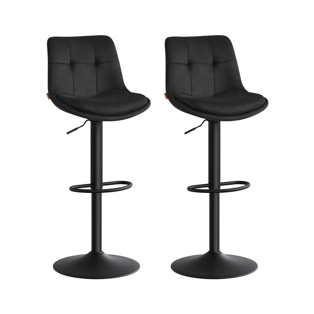 2-delige Set Verstelbare Barstoelen met Rugleuning en Voetsteun – Volledig 360° Draaibaar