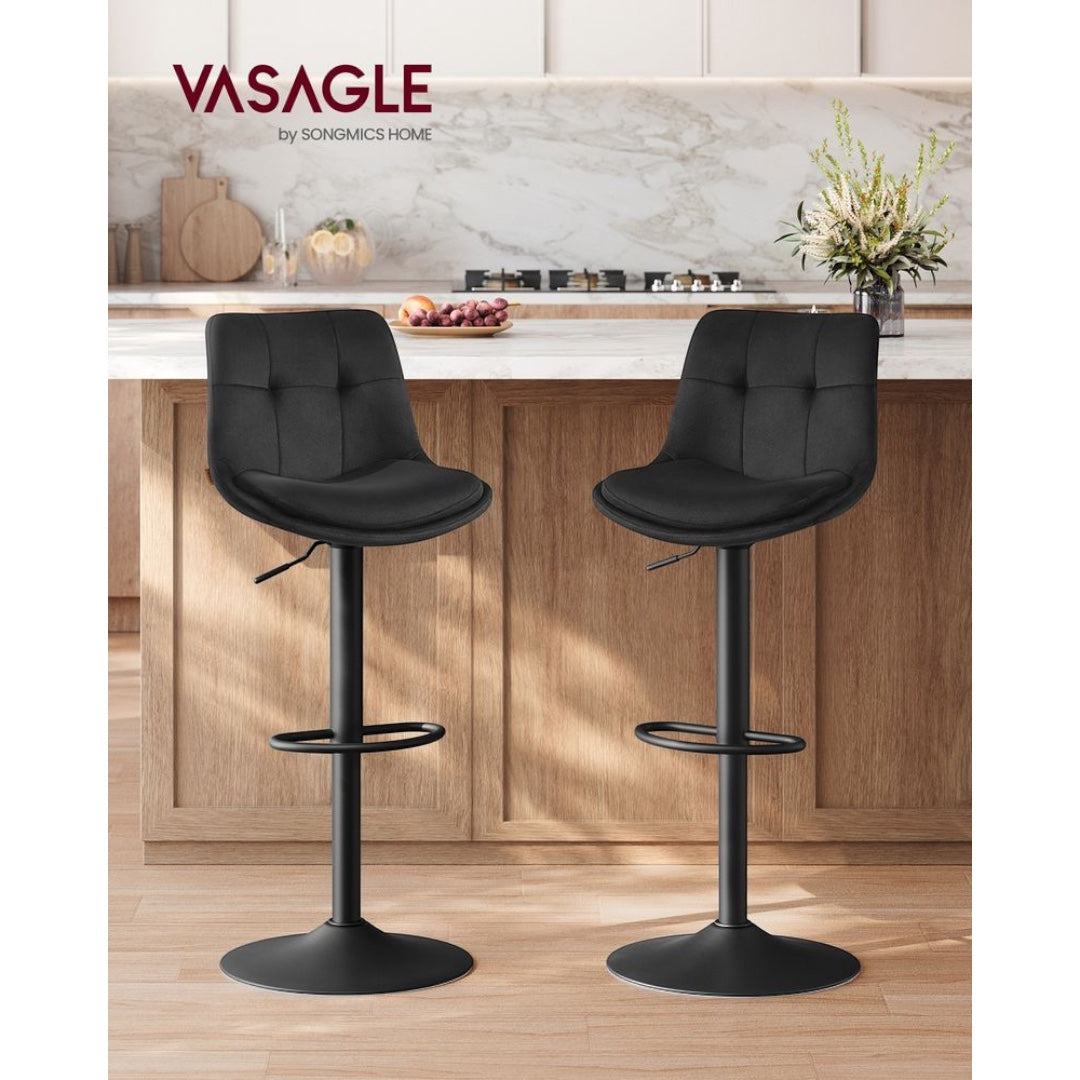 2-delige Set Verstelbare Barstoelen met Rugleuning en Voetsteun – Volledig 360° Draaibaar