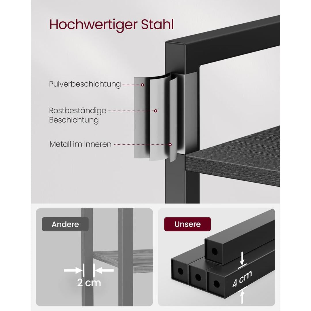 Boekenkast met 6 Legplanken en Handgrepen – Hoge Open Opbergkast voor Woonkamer, Kantoor of Slaapkamer