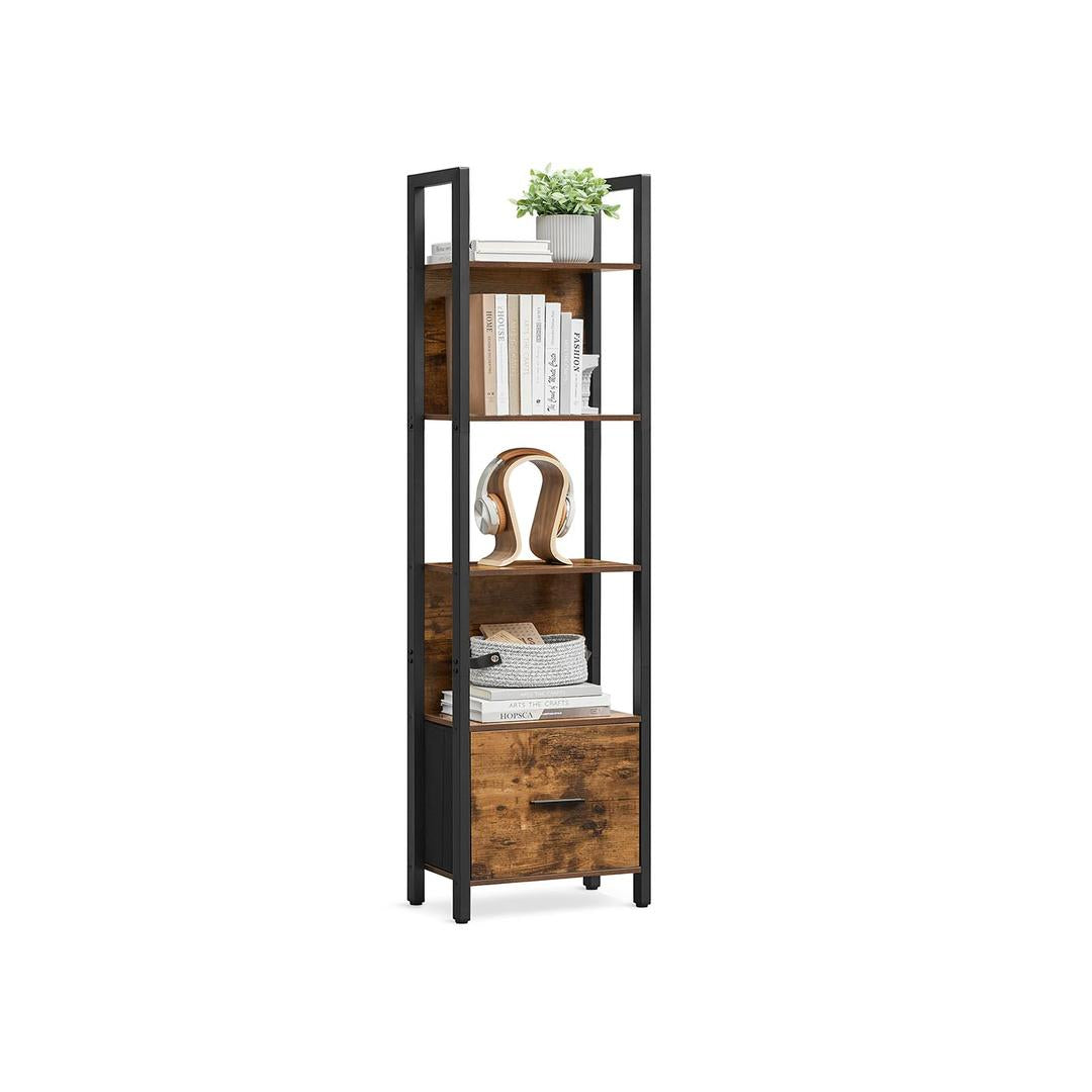Industriële Ladder-Boekenkast met Lade – Opbergkast met 5 Niveaus – 165 cm Hoog