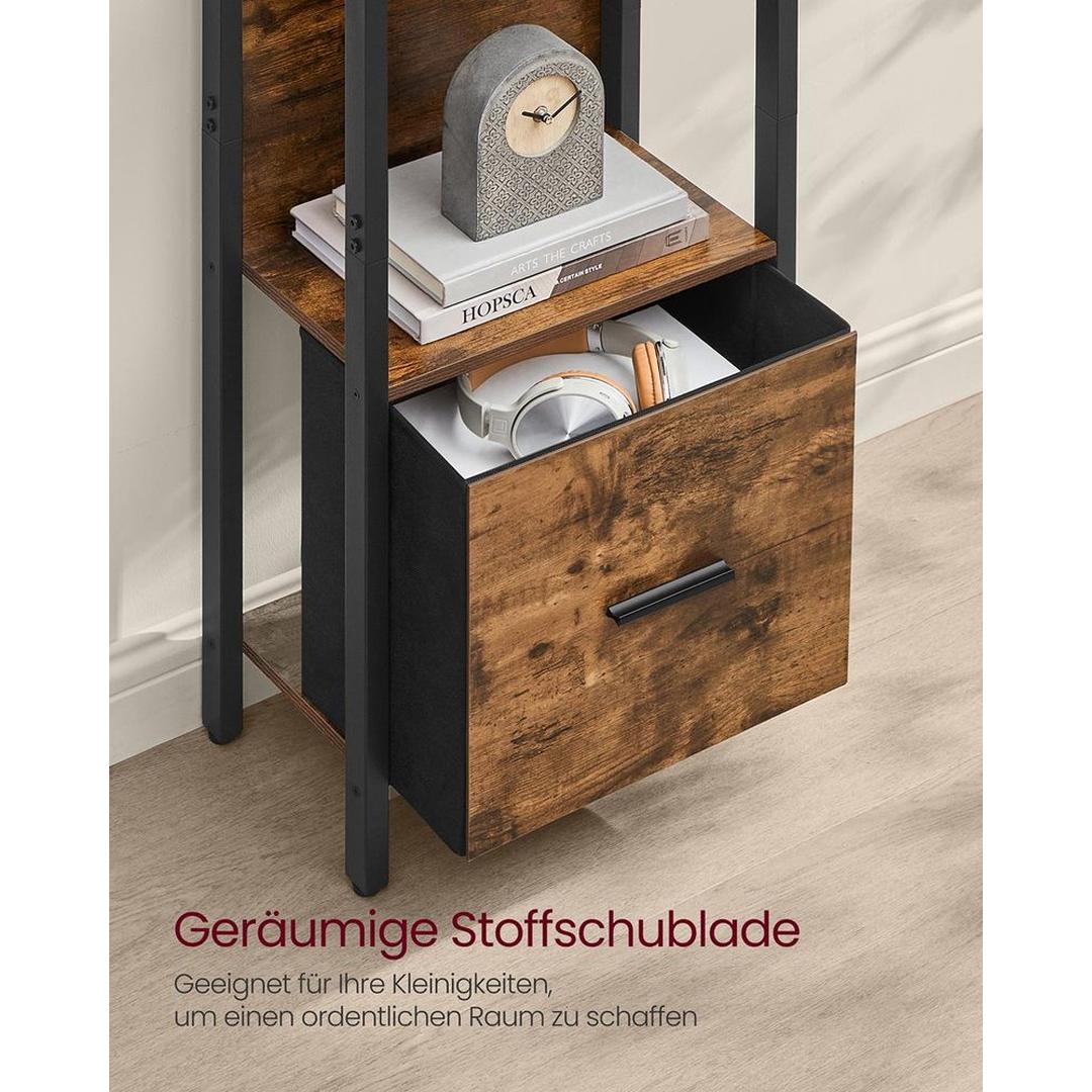 Industriële Ladder-Boekenkast met Lade – Opbergkast met 5 Niveaus – 165 cm Hoog