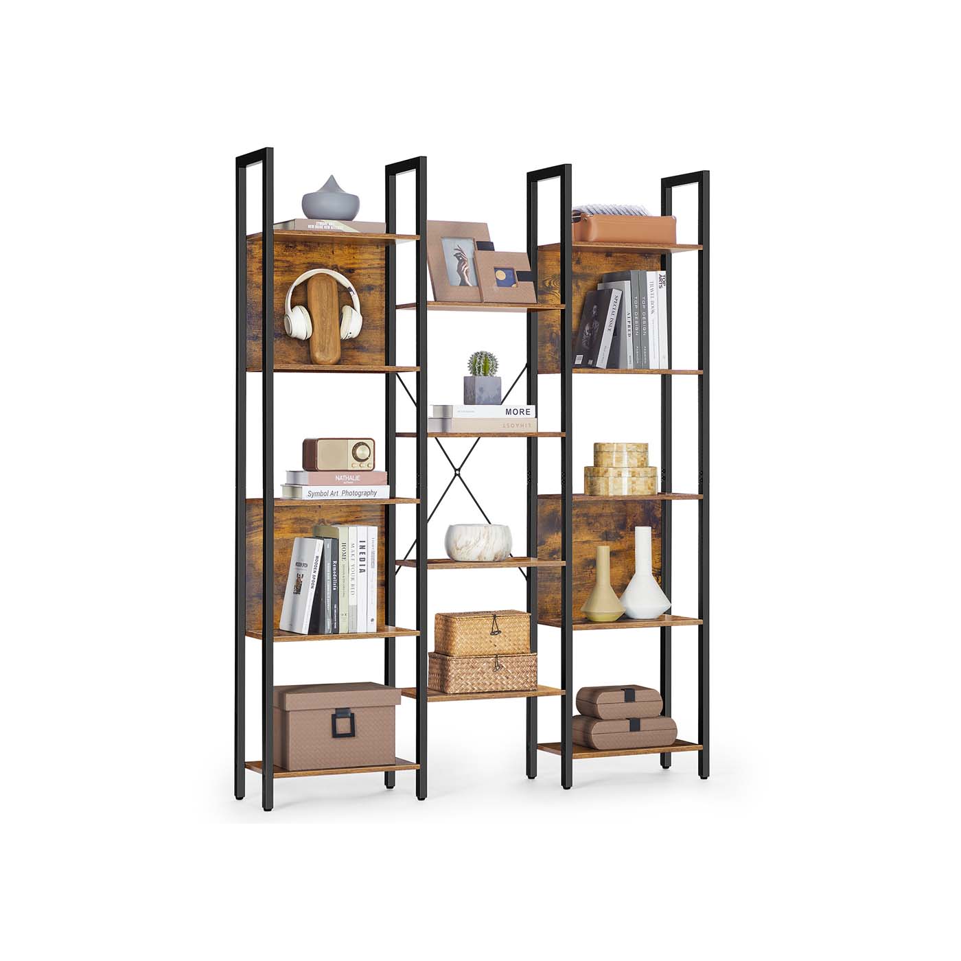 Vrijstaande Open Kast met 14 Legplanken – Industriële Stijl – Ruime Opbergoplossing voor Woonkamer of Kantoor