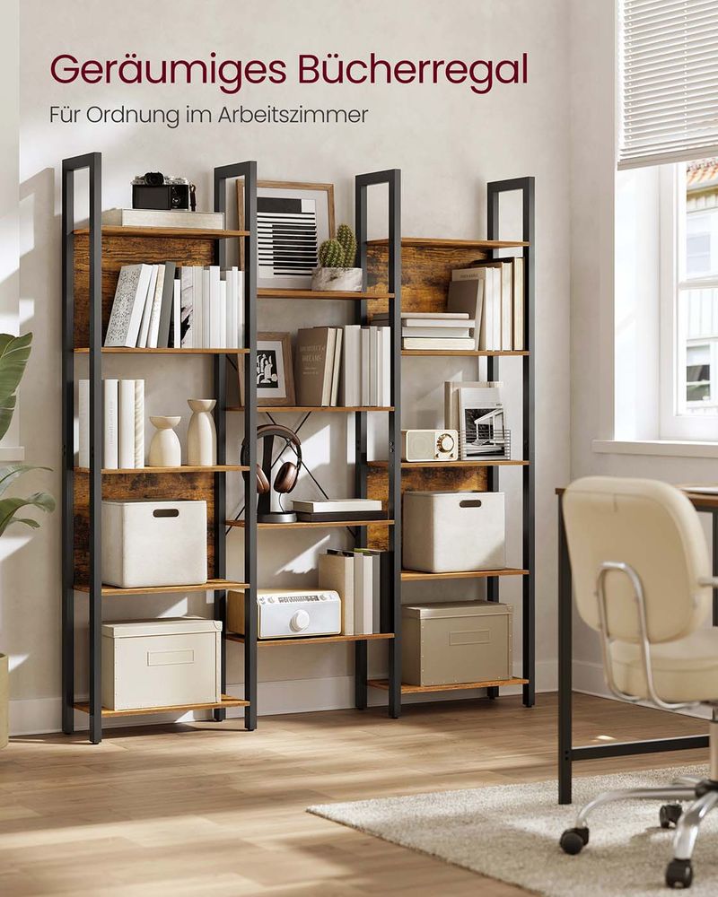 Vrijstaande Open Kast met 14 Legplanken – Industriële Stijl – Ruime Opbergoplossing voor Woonkamer of Kantoor