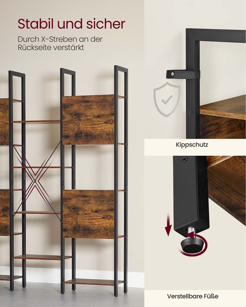 Vrijstaande Open Kast met 14 Legplanken – Industriële Stijl – Ruime Opbergoplossing voor Woonkamer of Kantoor
