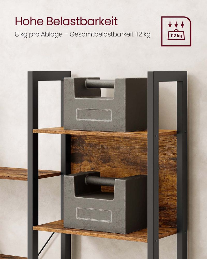 Vrijstaande Open Kast met 14 Legplanken – Industriële Stijl – Ruime Opbergoplossing voor Woonkamer of Kantoor