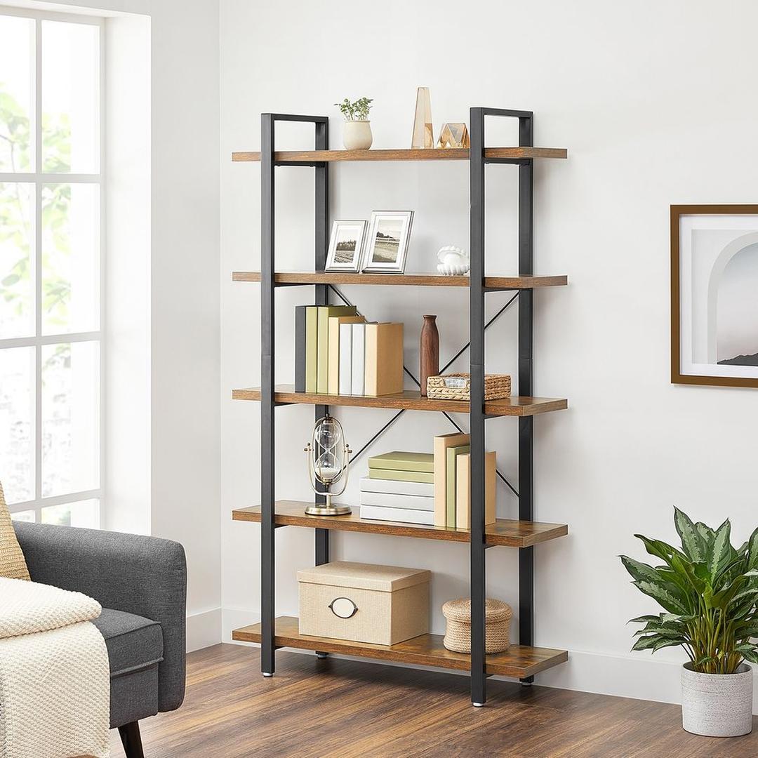 Vrijstaande Opbergkast met 5 Legplanken – Stevig Open Rek voor Woonkamer, Kantoor of Berging