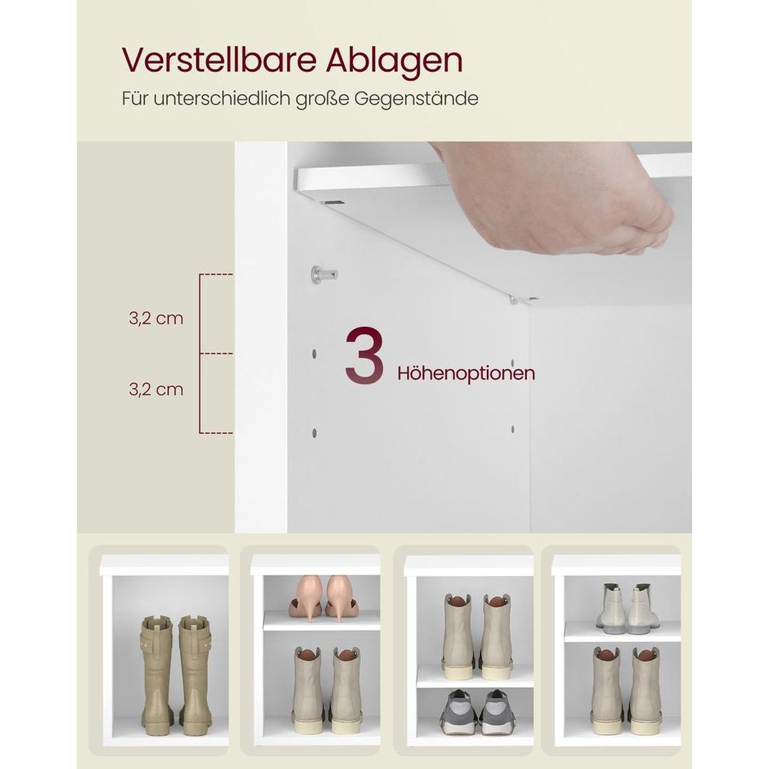 Schoenenbank met Opbergruimte – Zitbank met 6 Open Vakken en Verstelbare Planken in Rustieke Stijl