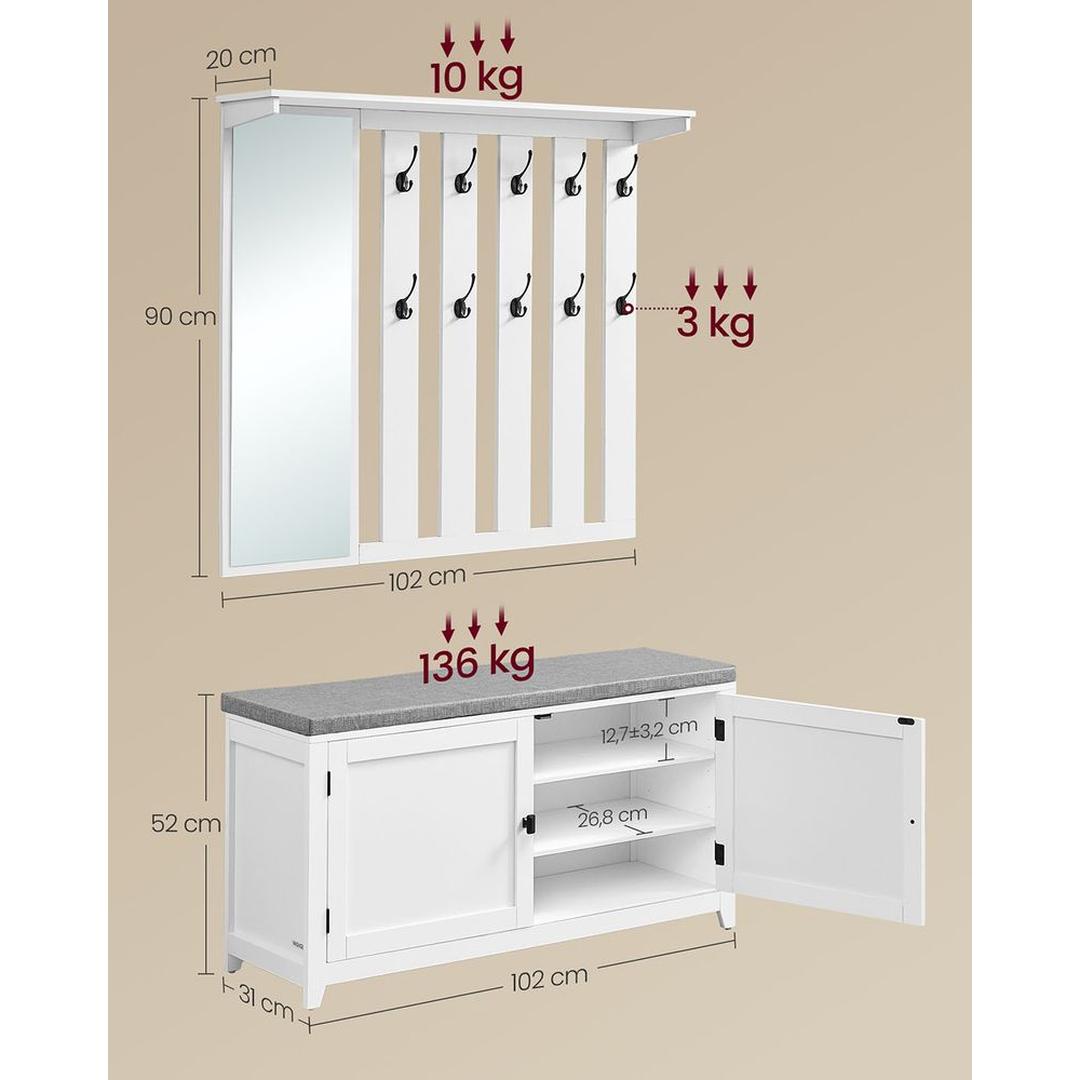 Industriële Halgarderobe met Kapstok en Schoenenrek – Stabiele Opbergoplossing voor Entree of Gang