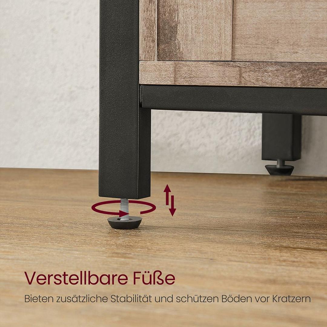 Dressoir met 2 Schuifdeuren – Industriële Opbergkast met Open Vak en Verstelbare Legplank