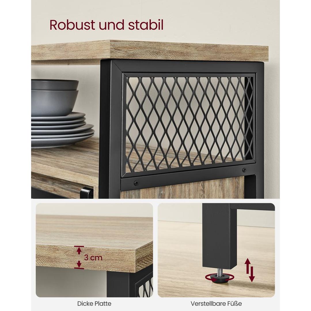 Dressoir met 2 Schuifdeuren – Industriële Opbergkast met Open Vak en Verstelbare Legplank