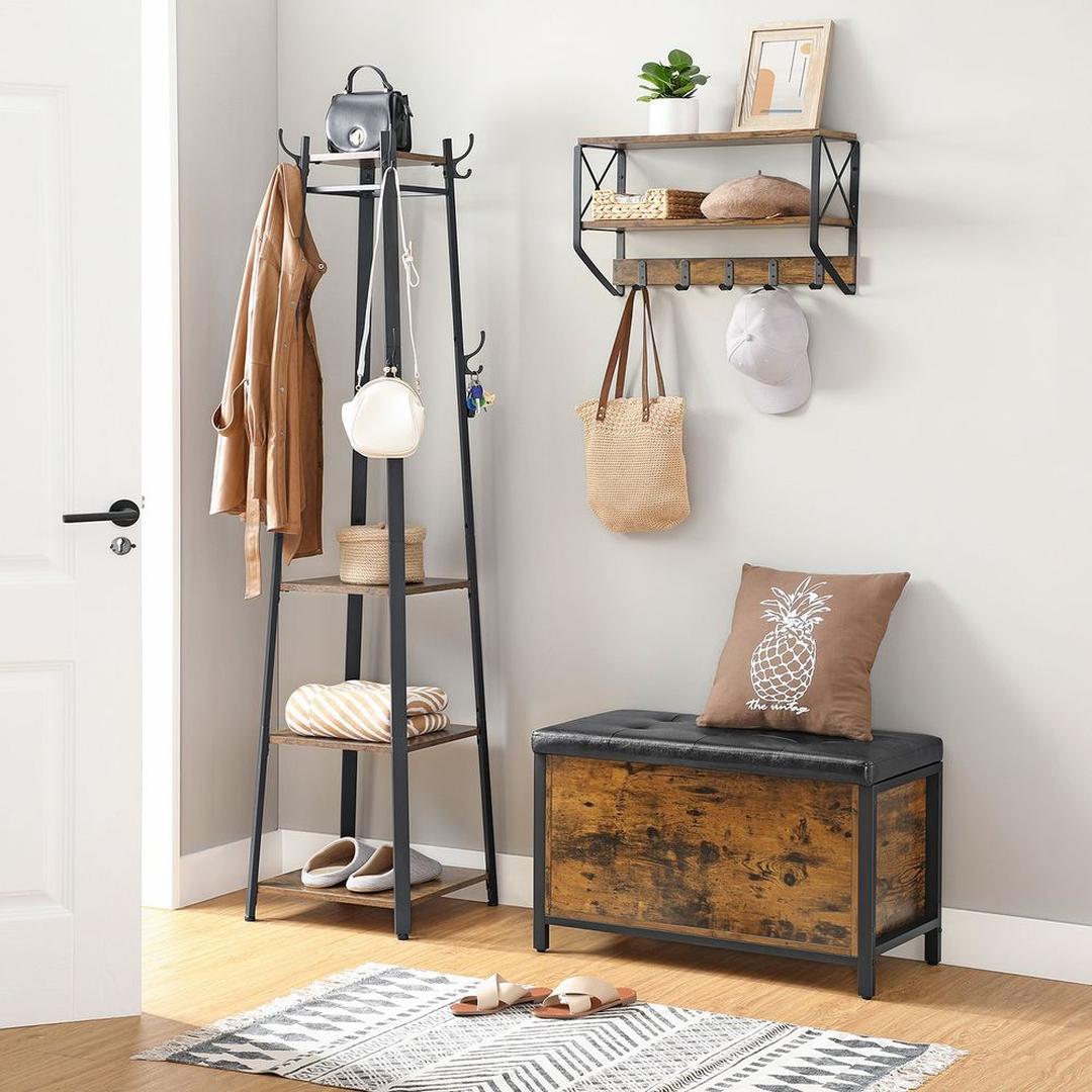 Multifunctionele Opbergkist in Industriële Stijl – Zitbank met Opbergruimte, Metalen Frame en Vintage Accenten