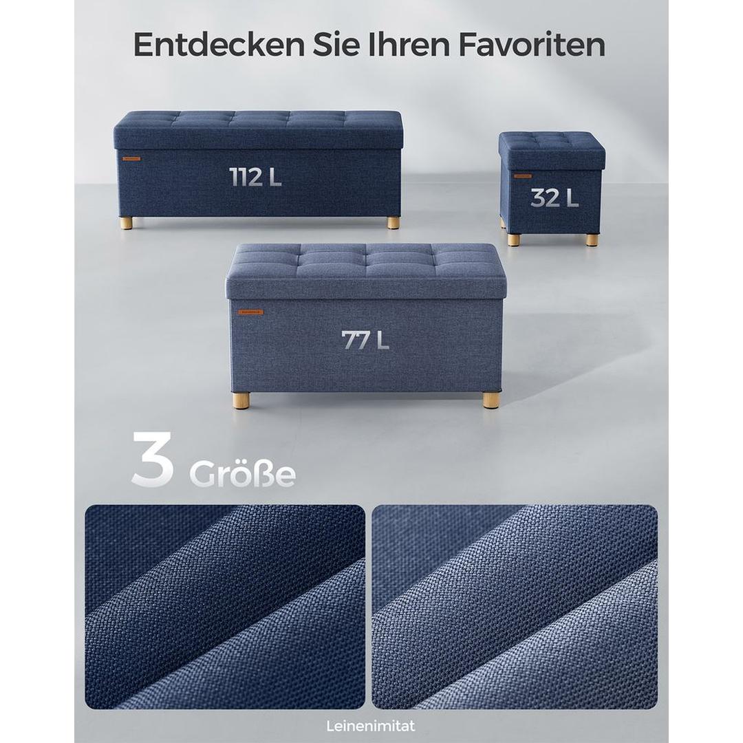 Opbergpoef met Zitfunctie – Zitkruk met Stauraum van 65 L en Opklapbare Deksel in Lichtgrijs