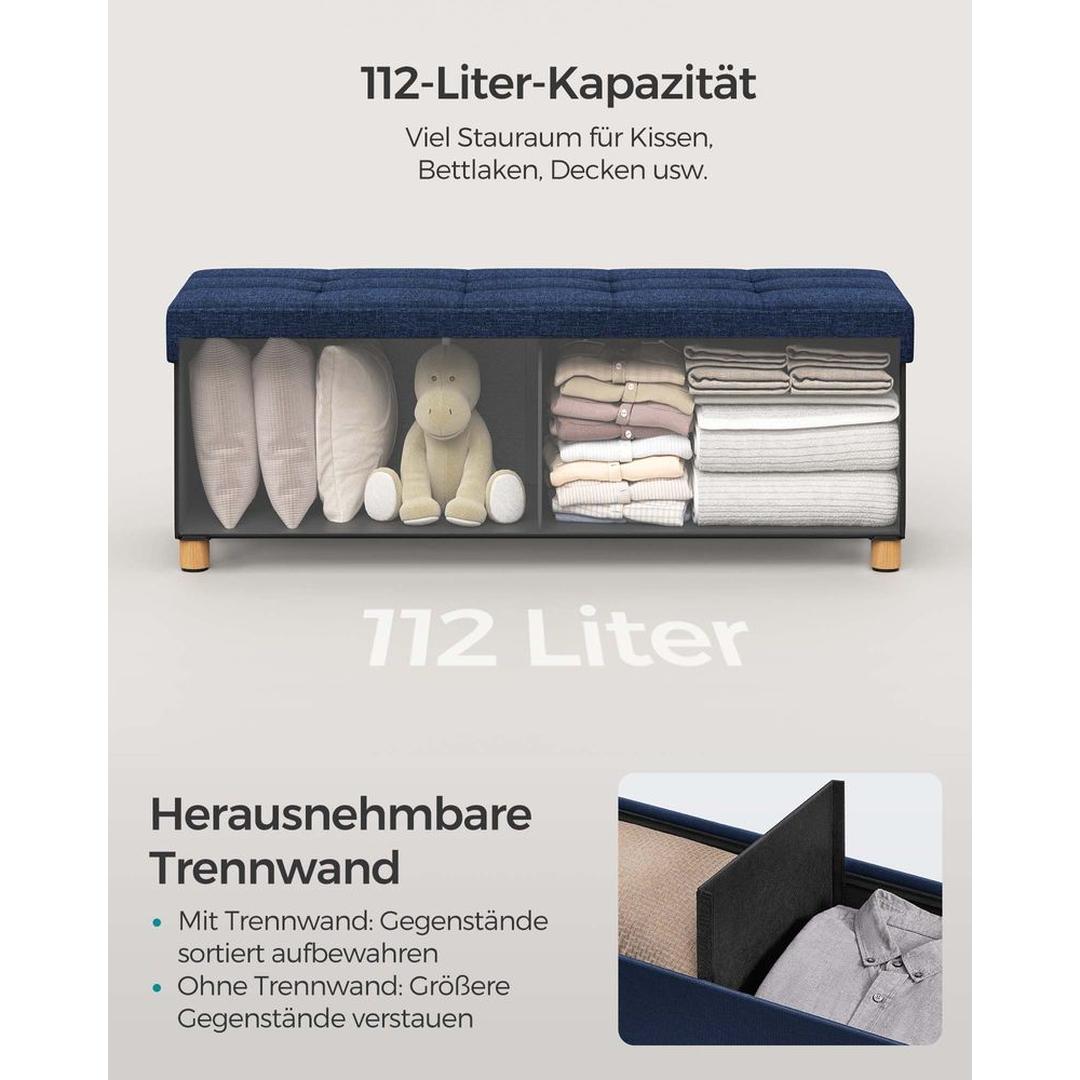 Opbergpoef met Zitfunctie – Zitkruk met Stauraum van 65 L en Opklapbare Deksel in Lichtgrijs