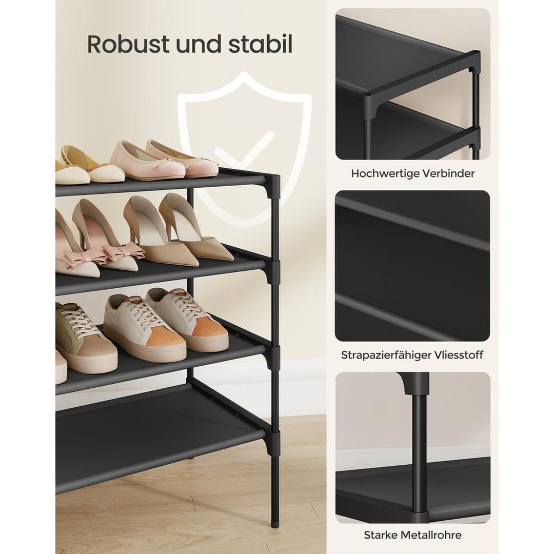 Ruimtebesparend Schoenenrek met Metalen Frame – Stapelbaar Opbergrek met Verstelbare Legplanken