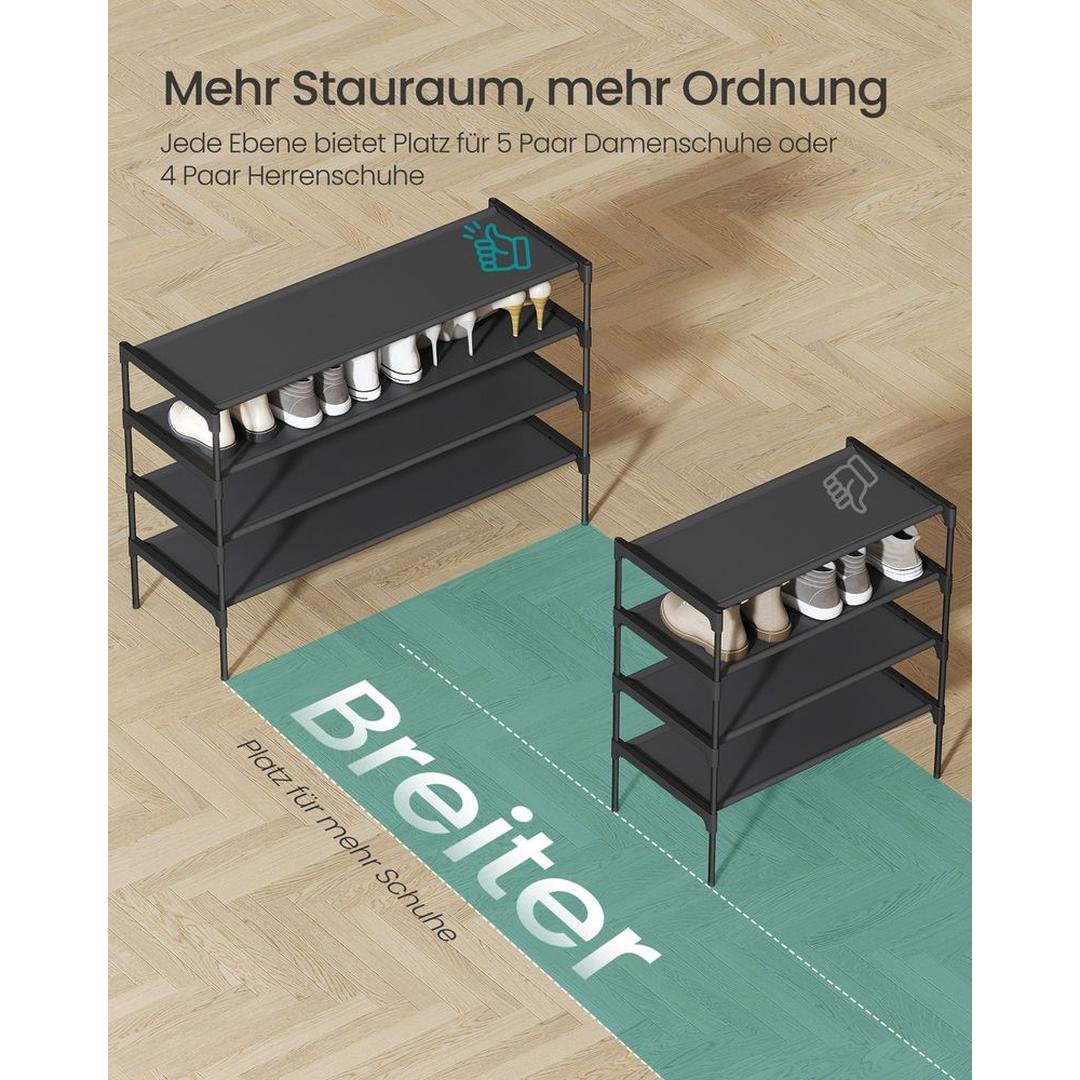 Ruimtebesparend Schoenenrek met Metalen Frame – Stapelbaar Opbergrek met Verstelbare Legplanken