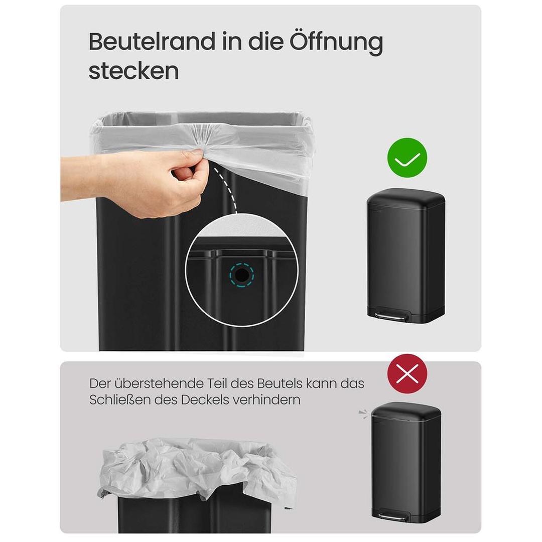 Vrijstaande Afvalbak 30 Liter – Praktische Vuilnisemmer voor Keuken, Kantoor of Bijkeuken