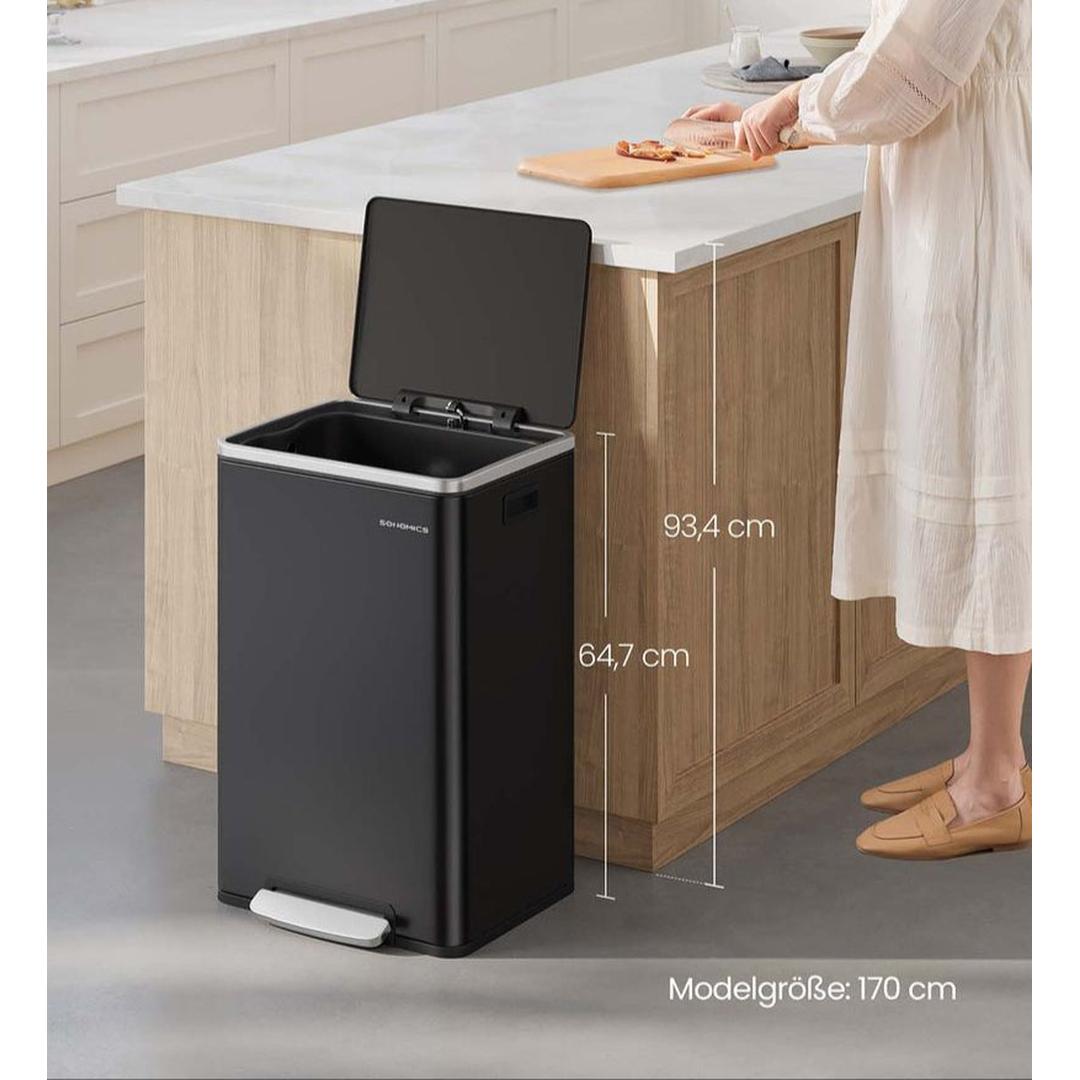 Pedaalemmer 50 Liter met Geruisloos Sluitdeksel – Afvalbak met Uitneembare Binnenemmer en Inclusief Afvalzakken