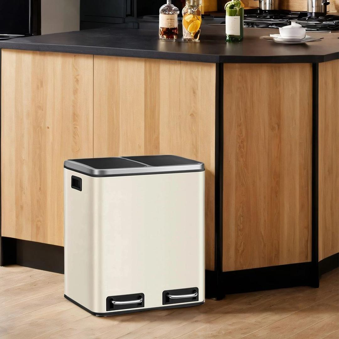 Afvalscheidingsbak 2 × 15 Liter – Prullenbak met 2 Vakken – Inclusief 15 Afvalzakken