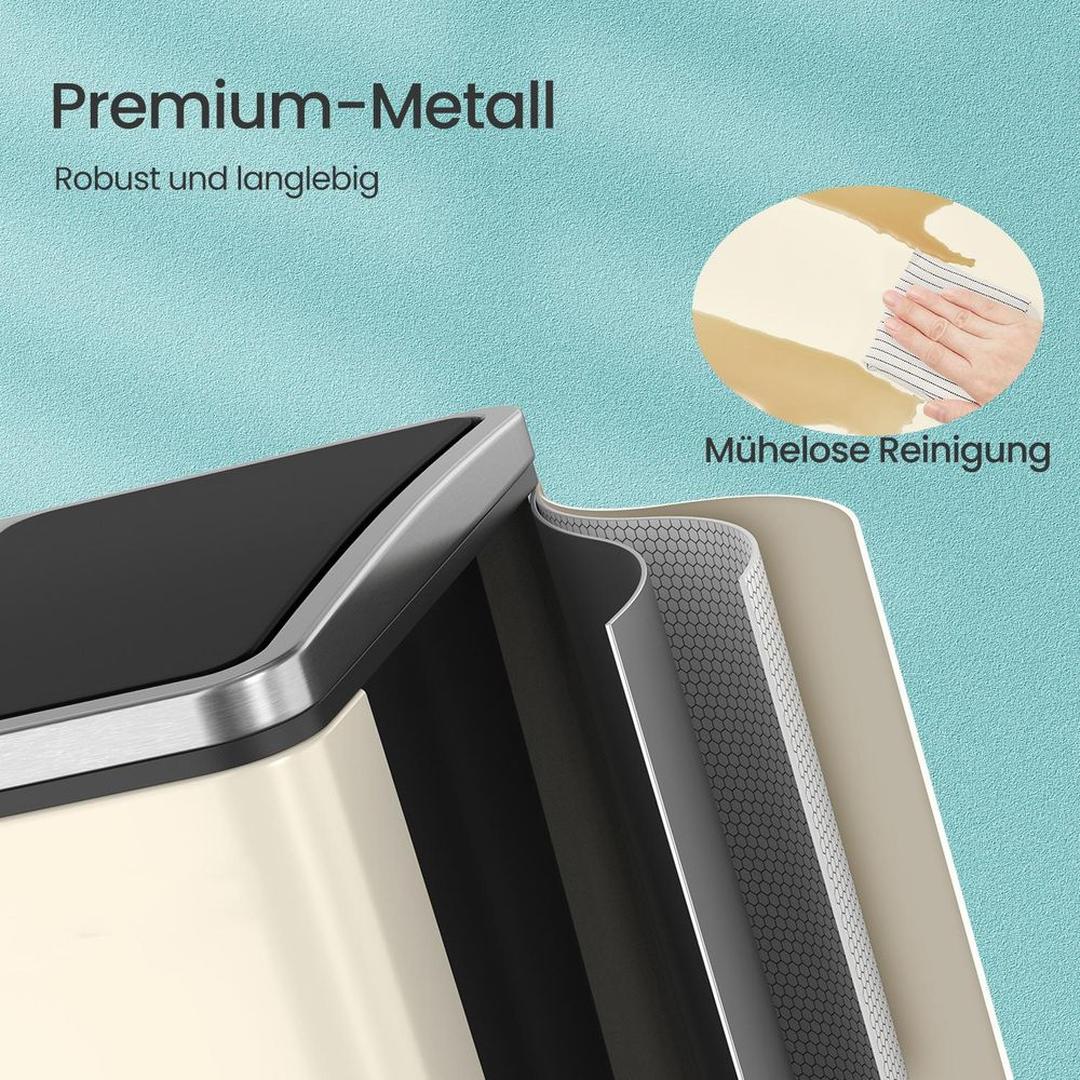 Afvalscheidingsbak 2 × 15 Liter – Prullenbak met 2 Vakken – Inclusief 15 Afvalzakken