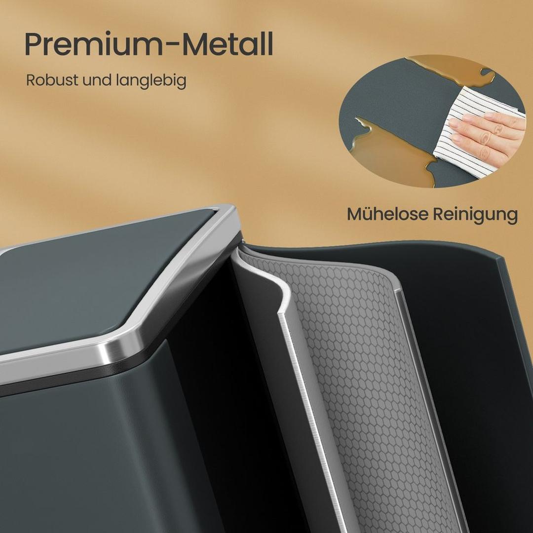 Afvalscheidingsbak 2 × 15 Liter – Prullenbak met 2 Vakken – Inclusief 15 Afvalzakken