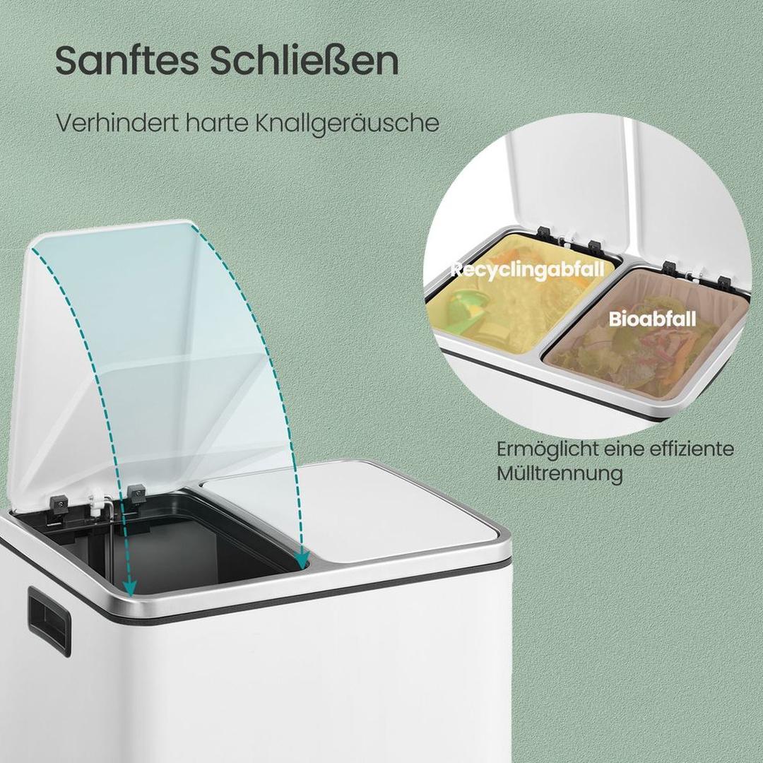 Afvalscheidingsbak 2 × 15 Liter – Prullenbak met 2 Vakken – Inclusief 15 Afvalzakken