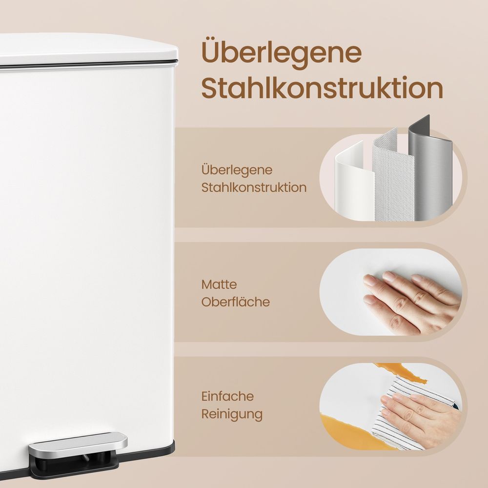 Grote Keukenafvalbak van Staal met Deksel – Stevige Vuilnisbak voor Dagelijks Gebruik